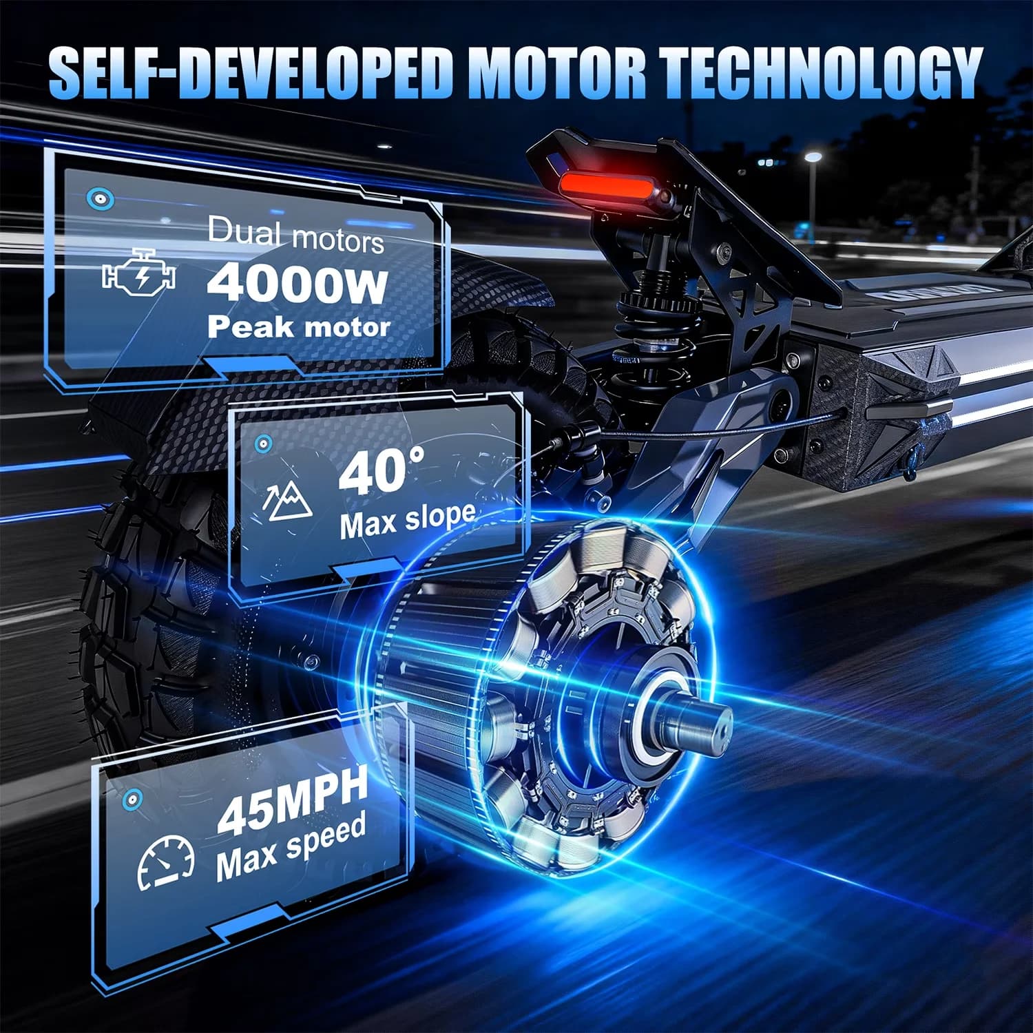 Reliable Scooter with 4000W, 60V, Off-road Electric - Black Aluminum Alloy + Iron Model 0D8073