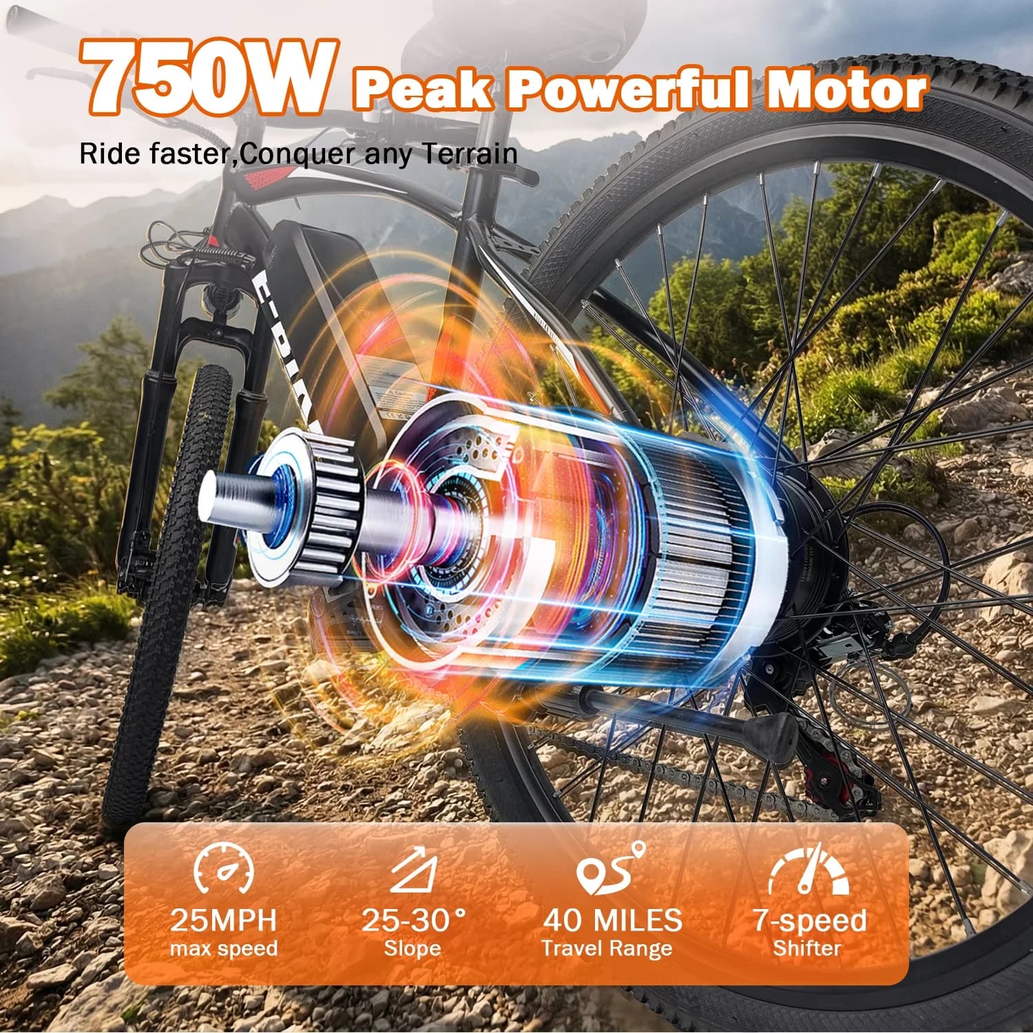 Compact Electric Bike with Battery, 800W, Adjustable Handlebar Height - 576WH Model CB8050