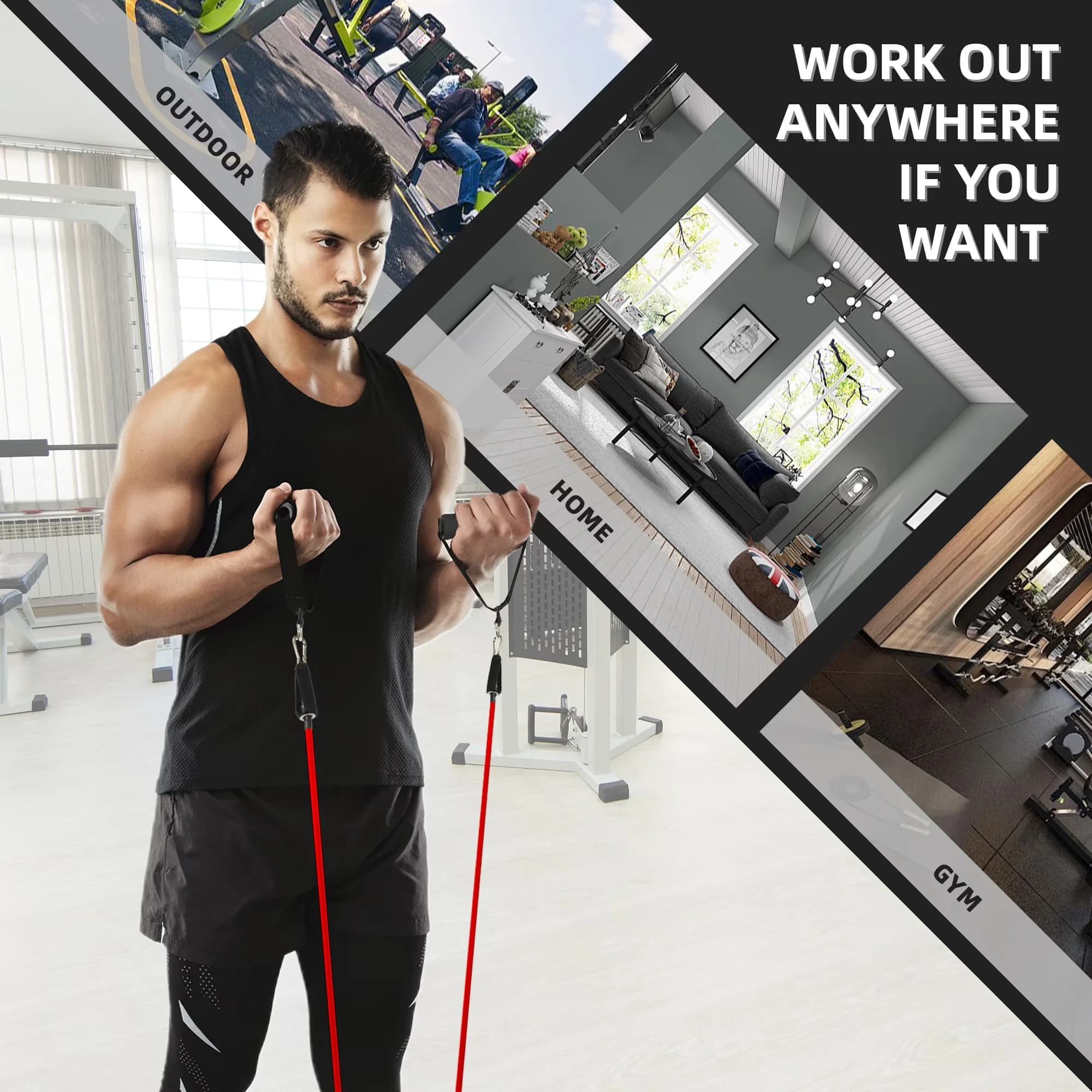 Premium Home Gym Accessory with Anti-Slip, Yellow band = 10 lbs - Natural Latex Model D4AC8F