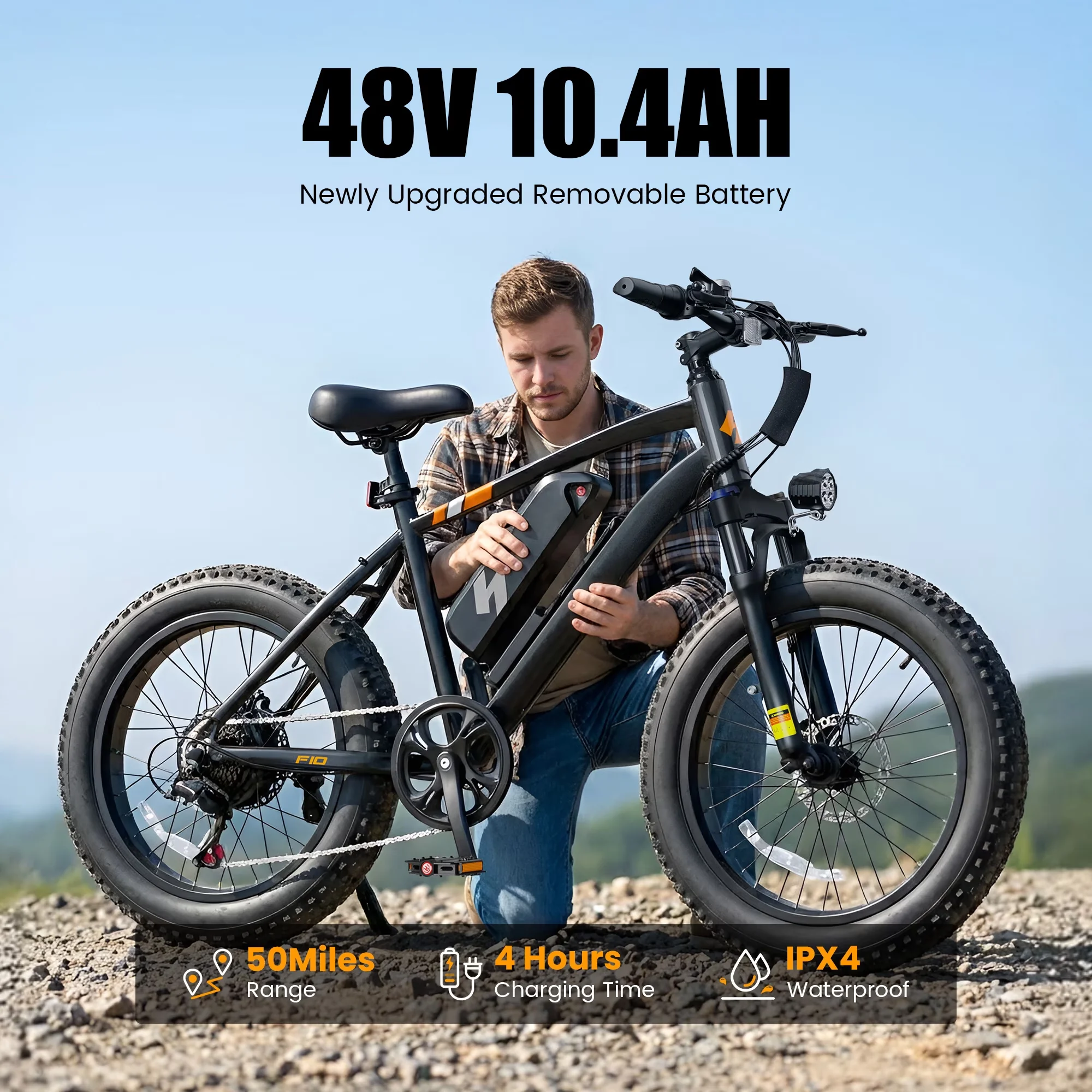 Innovative Electric Bike with Battery, 1500W, 48V - Black for Daily Use Model 4E0570