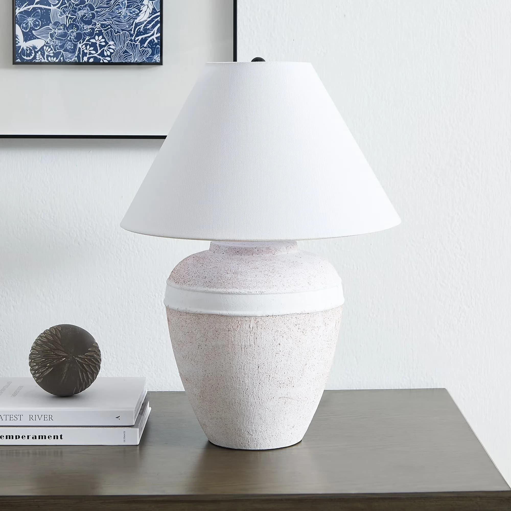 Modern Lamp with Incandescent, Bedside Lamps, Modern - Ceramic White Evelyn Model 4E3A49