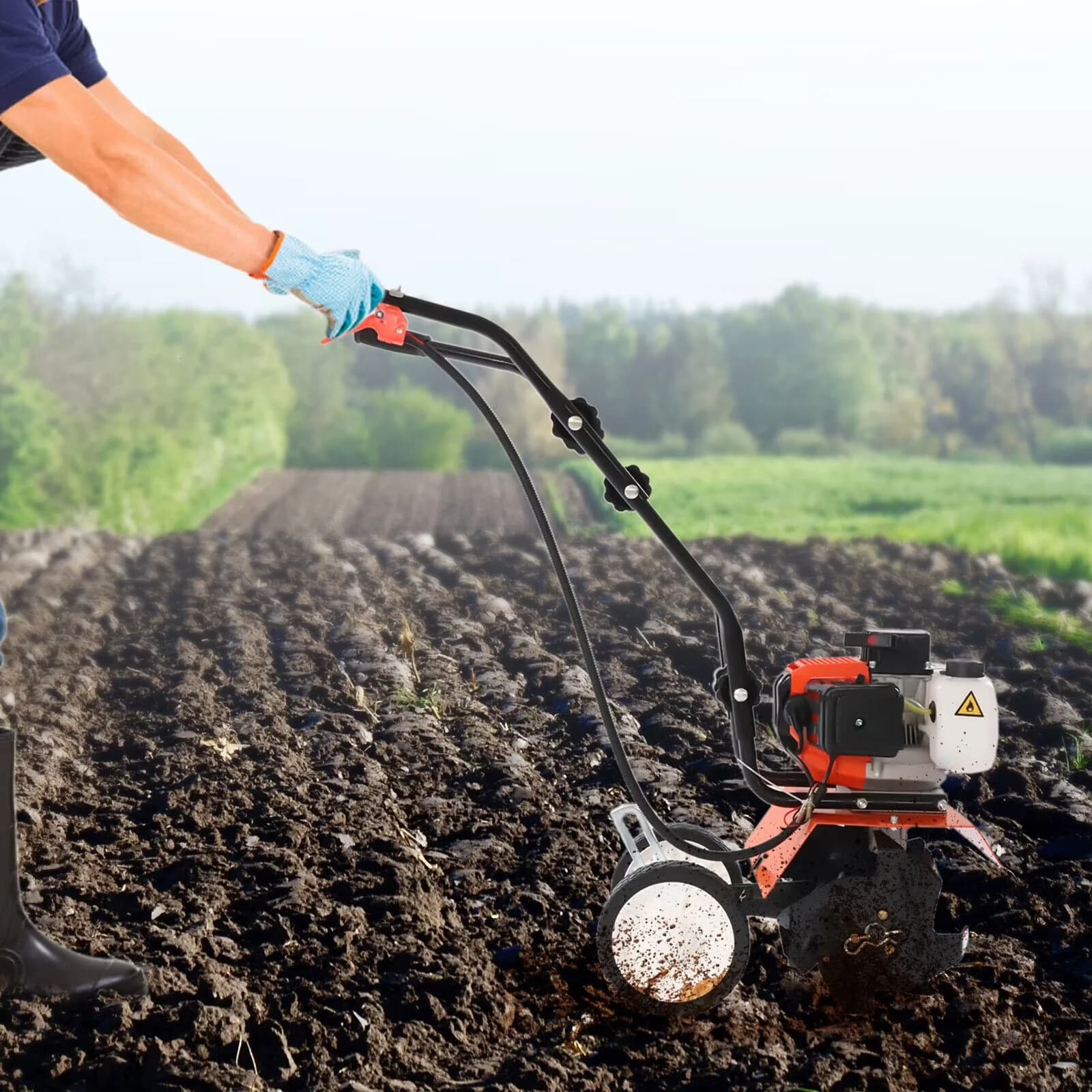 Efficient Trillers Cultivator with Widened Mud Flap Cordless, Long Handle Strong Power Garden - Model A2F996