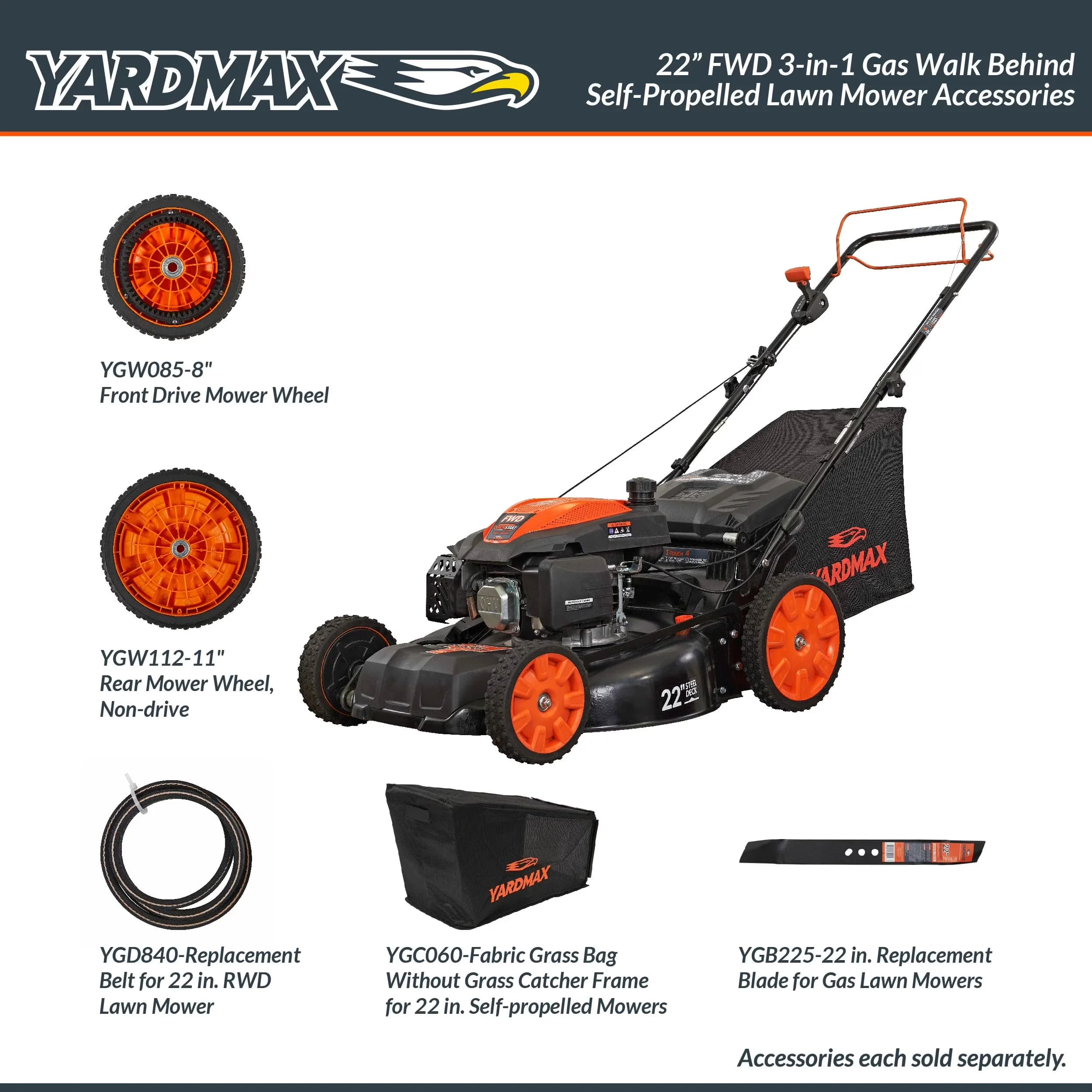 Efficient Push Mower with Seven Cutting Heights, 22" Self Propelled Lawn - Model 40DB62