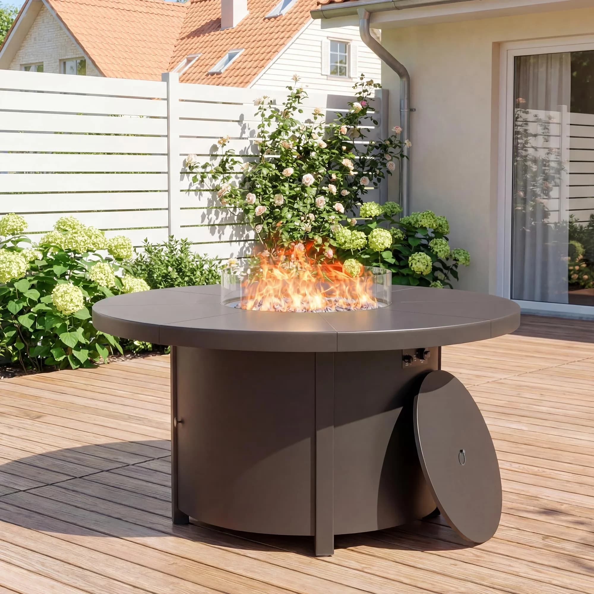 Outdoor Heating Quality with 40000 BTU, Adjustable Flame - Brown Metal for Patio, Garden Model 8195EC