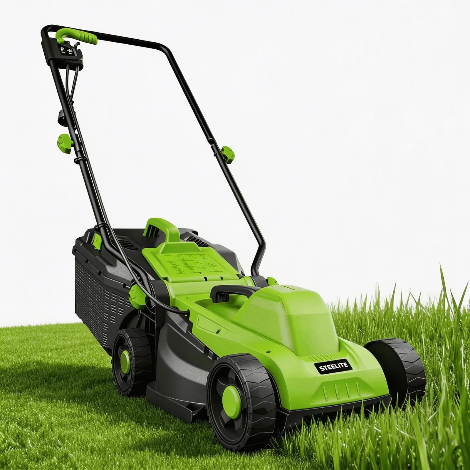 Push Mower Sleek with Adjustable Cutting Height, Corded Lawn, 5-Position Cutting Height Adjustment - Green Model F82AED