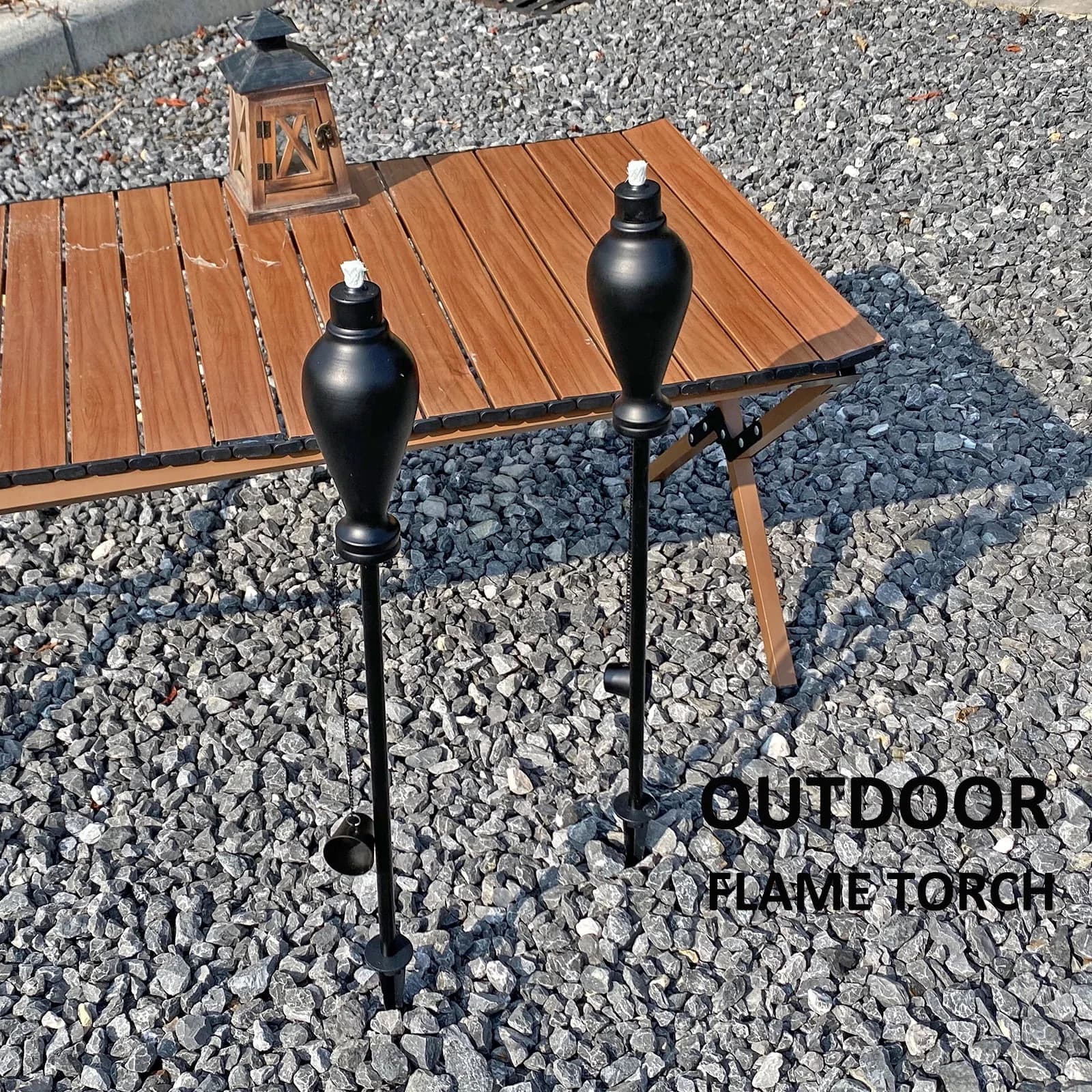 Professional Outdoor Heating with 6 Pack Metal Citronella Torches, 57 Inch Tall Garden Torches - Metal Black for Outdoor, Patio Model CEA826