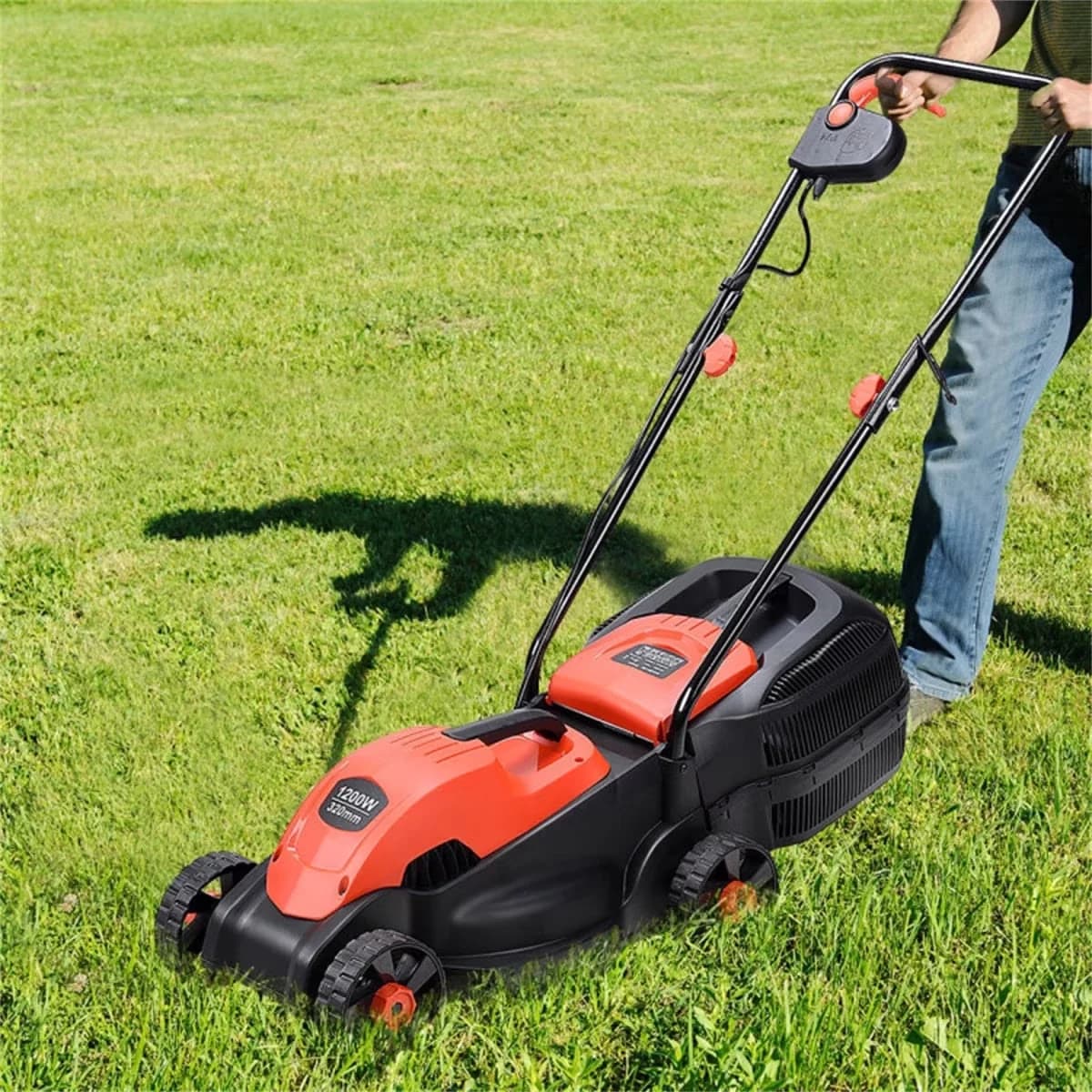 Innovative Push Mower with Adjustable Cutting Height, 13" Electric Lawn for Garden - Model 6C27ED