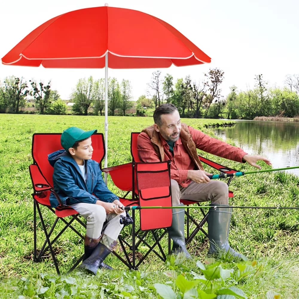 Compact Beach Chair with Weather-Resistant, Waterproof - Red for Camping Model 0347B1