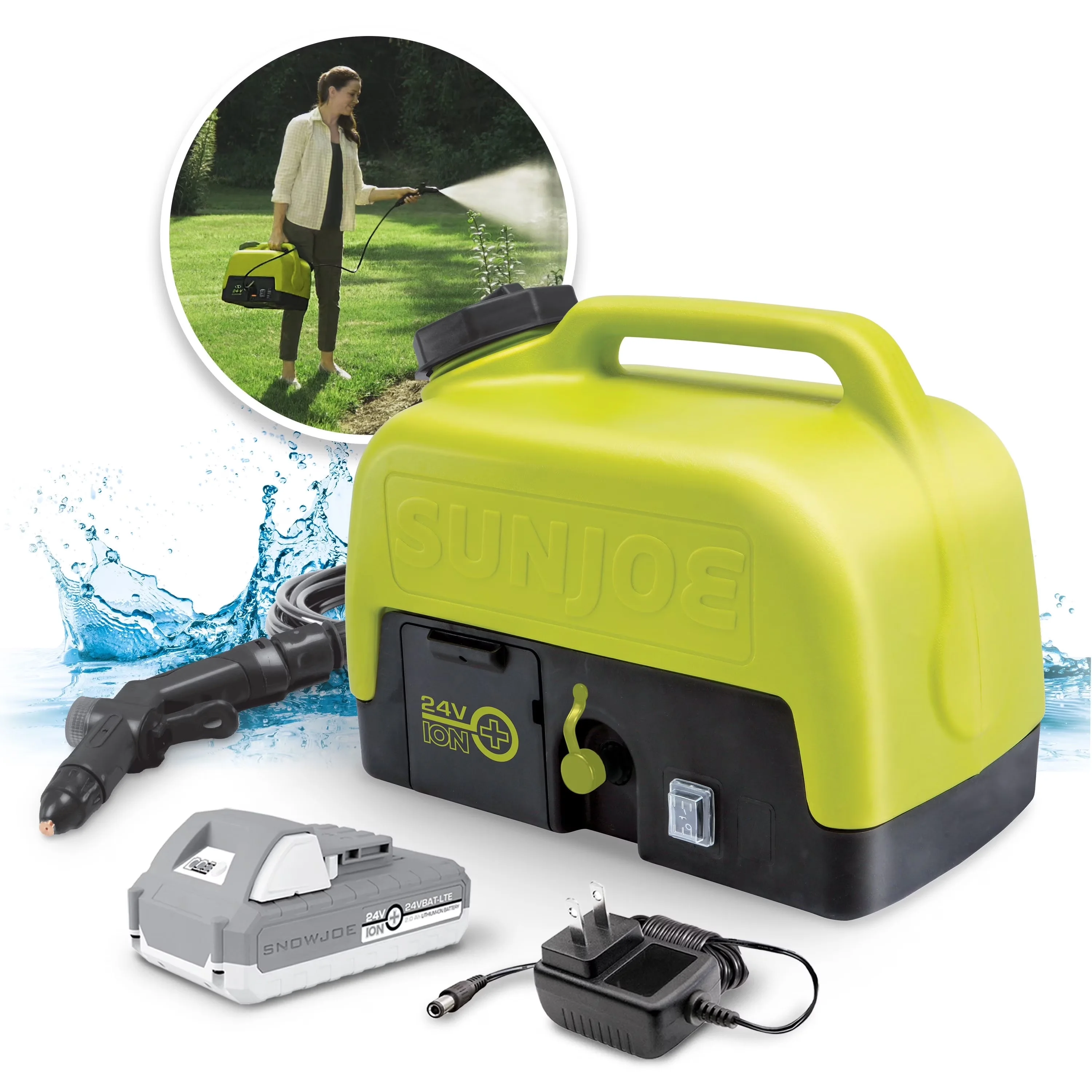 Professional Pressure Washer with Battery, 24V, Kink Free Hose - Contemporary Style Model BFE222