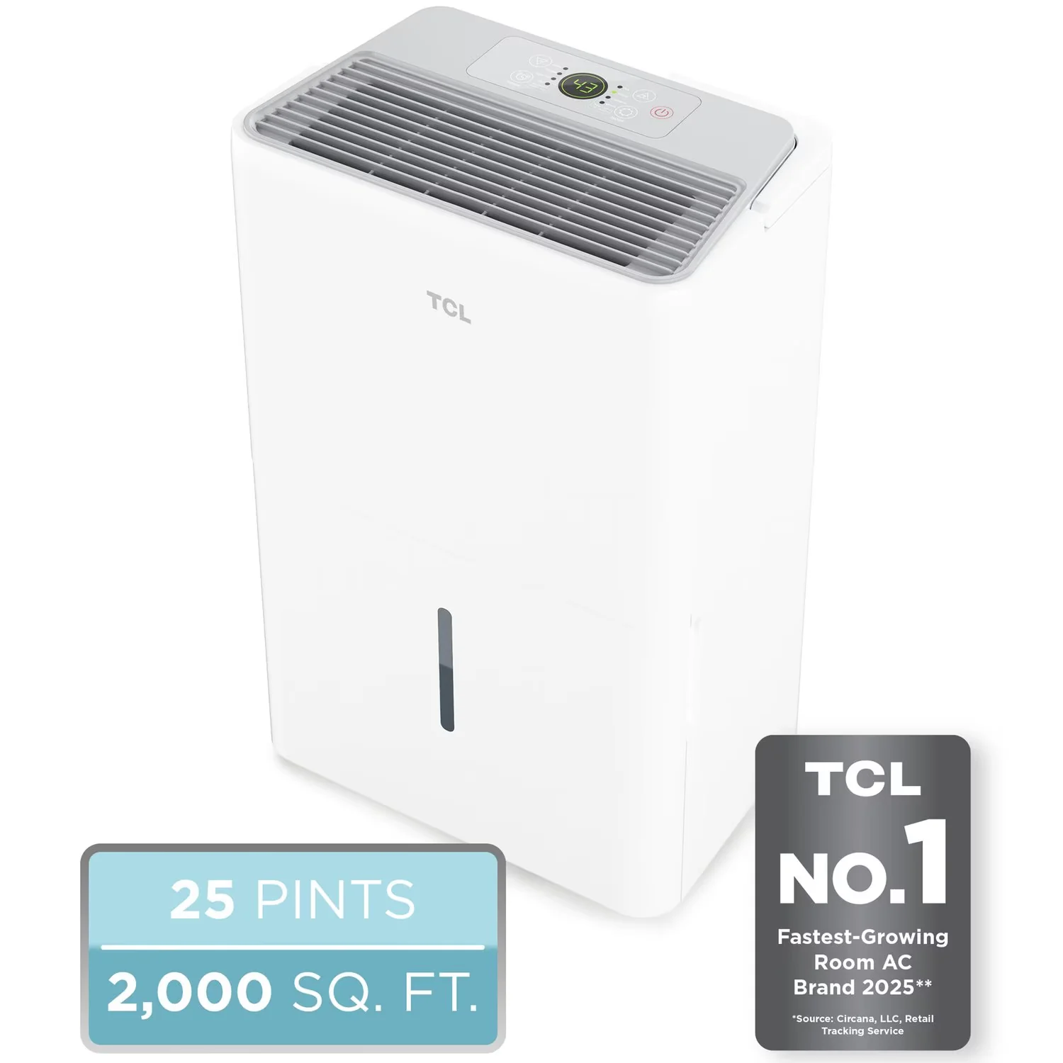 Efficient Dehumidifier with Continuous Drain, 25 Pint 2000 Sq. Ft. Portable in White, Energy Star - White Model 251237