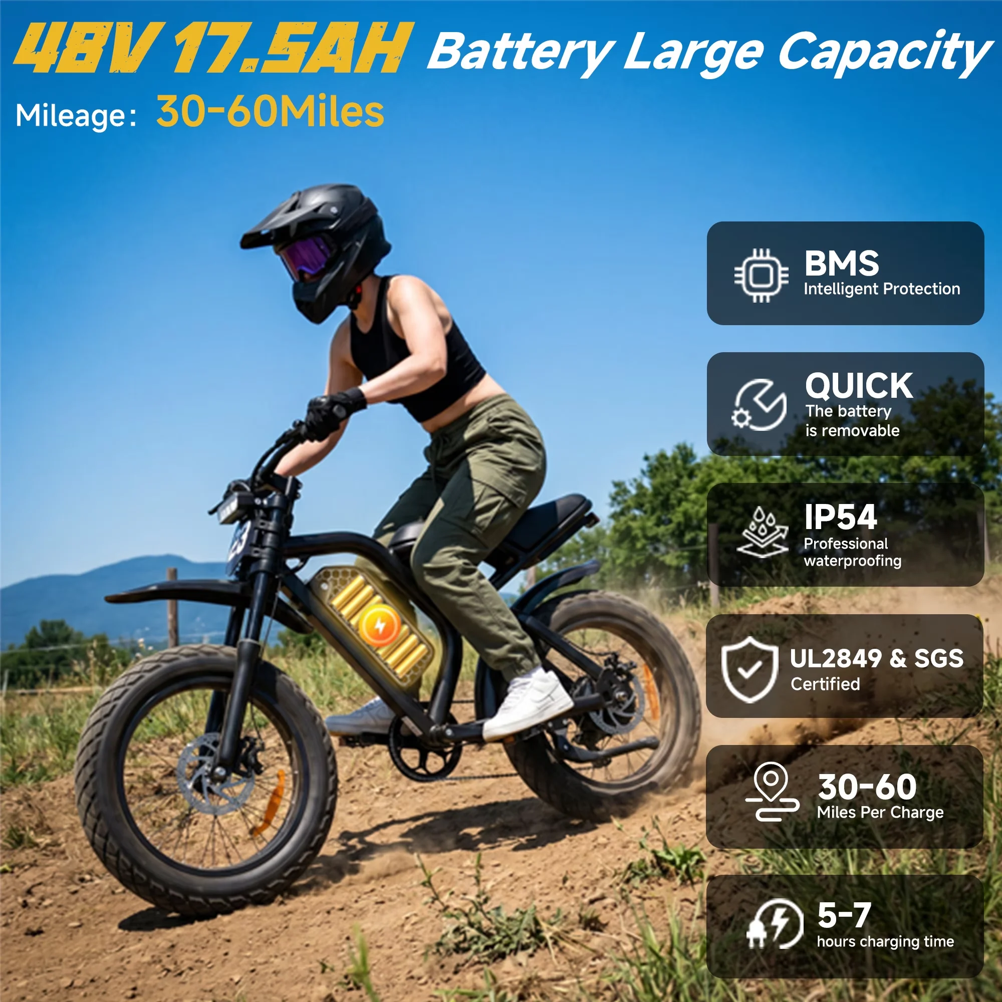 Versatile Electric Bike with Battery, 750W, 20" Fat Tire - Black for Multiple Applications Model DAADBE