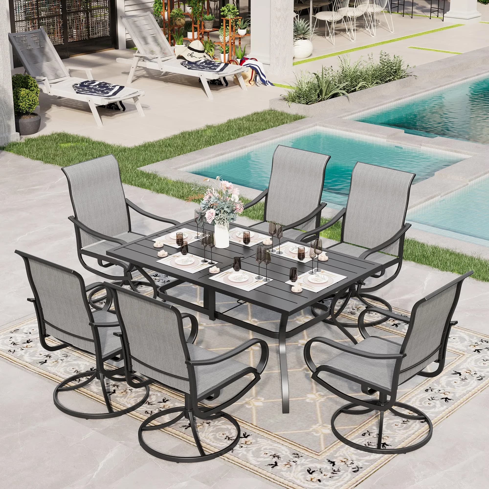 Innovative Patio Dining Set with Gray - Gray Metal Outdoor for Home and Office Model DA10B4