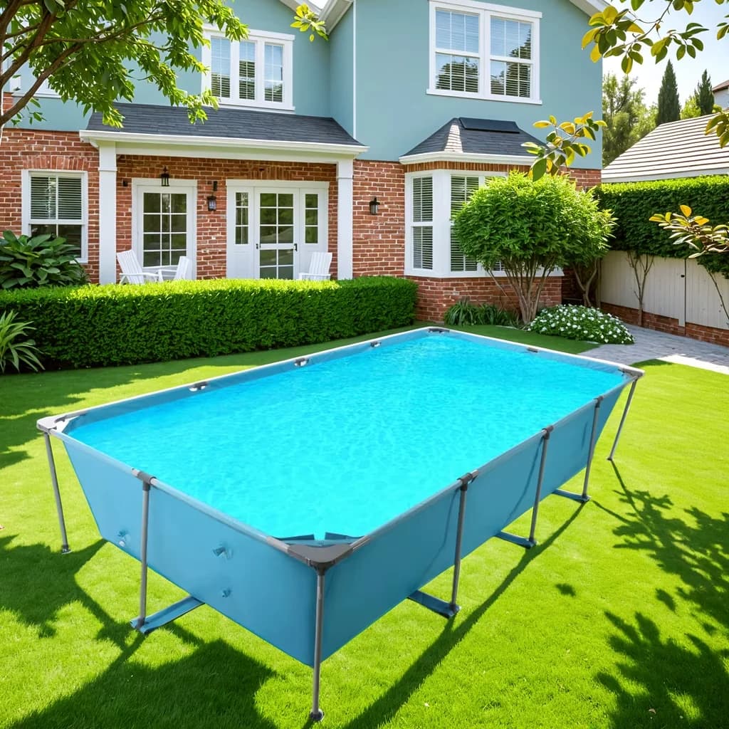 Efficient Above Ground Pool with Puncture Resistant, 15FT Swimming, Rectangular Frame All-Season Versatility - Blue Model 2B39C5