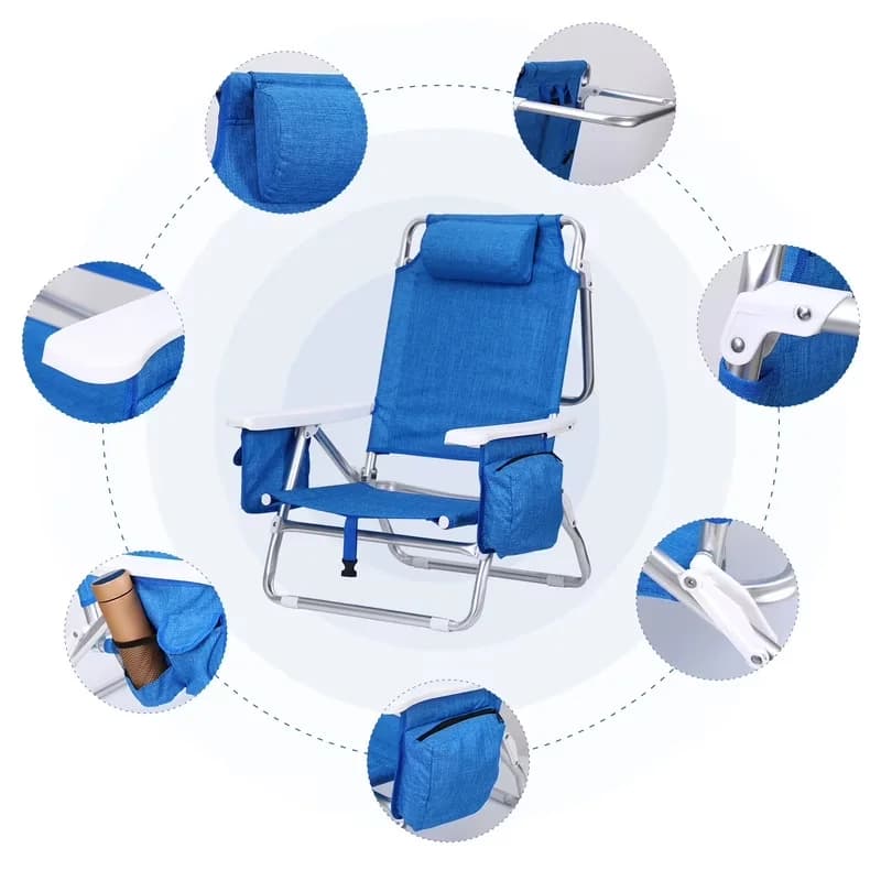 Beach Chair Innovative with Adjustable, Folding, 7-Position Reclining - Blue Model 66FC60
