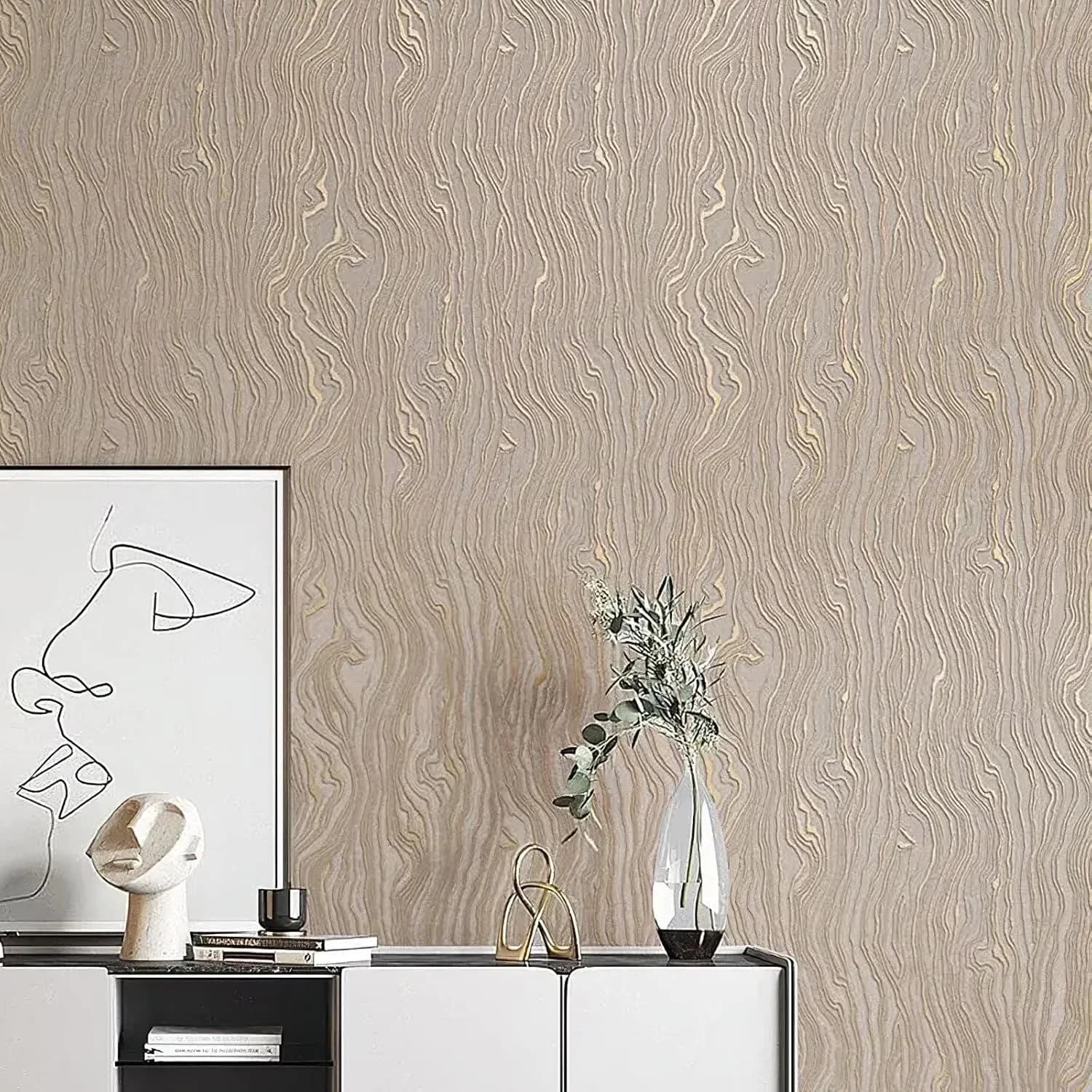 Innovative Wallpaper with Durable, Easy To Clean, Removable - Gold Vinyl Model 1A3F1B