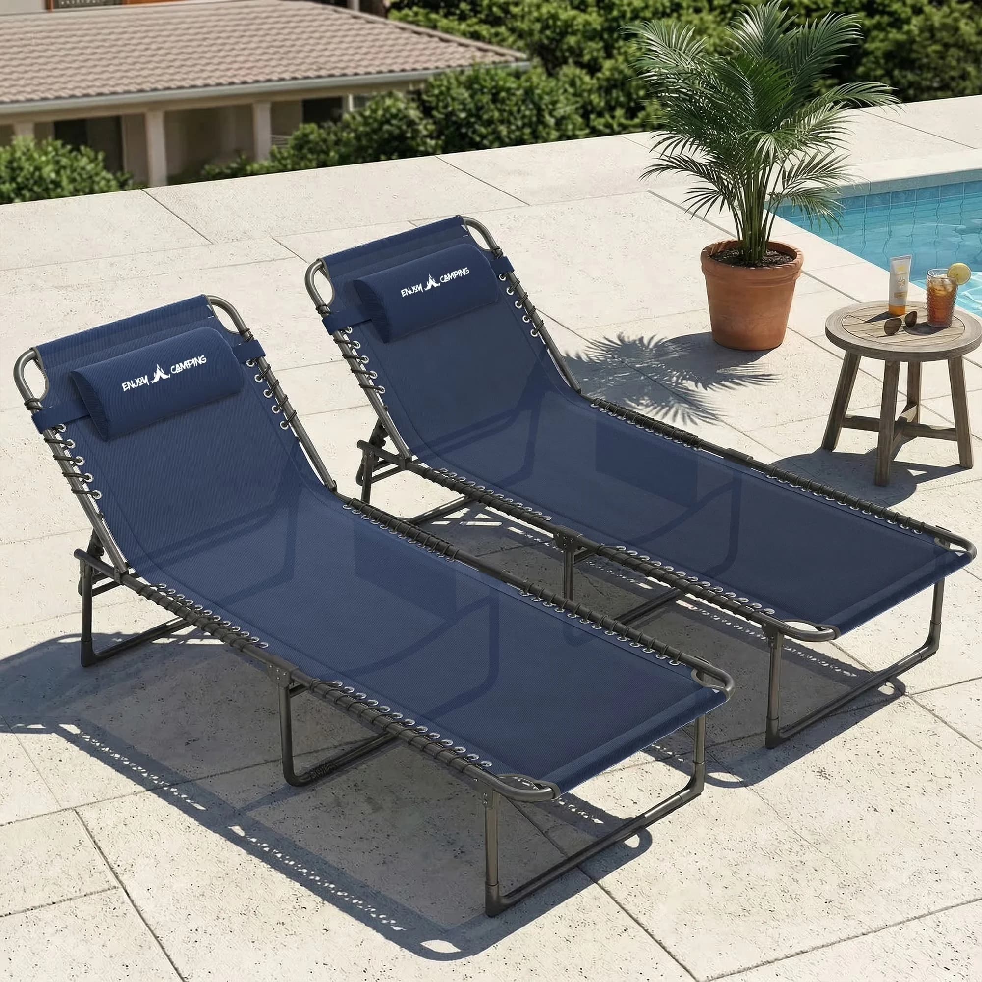 Sleek Beach Chair with Folding, Heavy-Duty Portable Sun Lounger - Steel for Camping Model F9E502