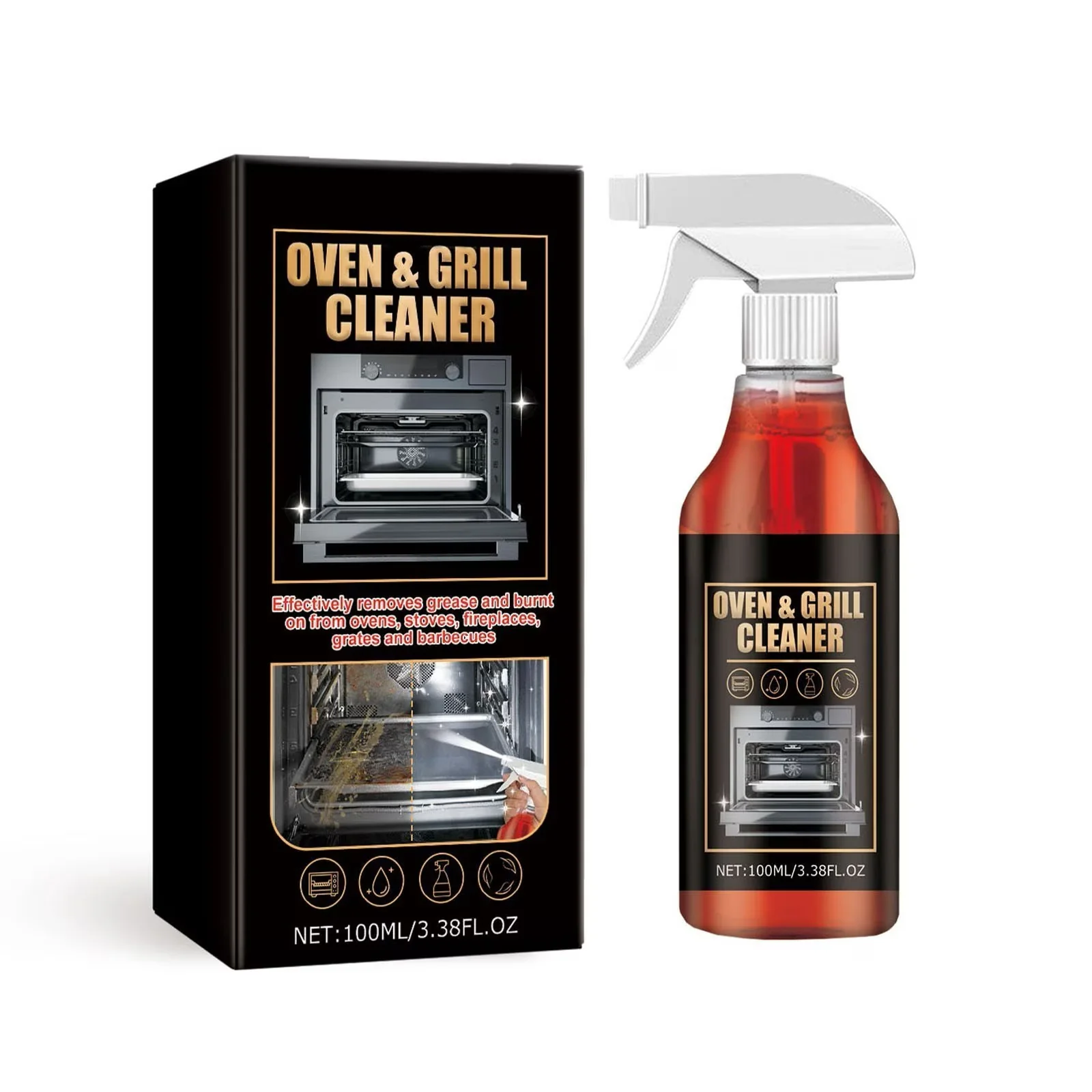 Combo Grill Premium with Oven Cleaner Heavy Duty Degreaser Spray, Fume Free with 2 Blue Towels Fast Acting, Cleaning Kit - Model AD2B33