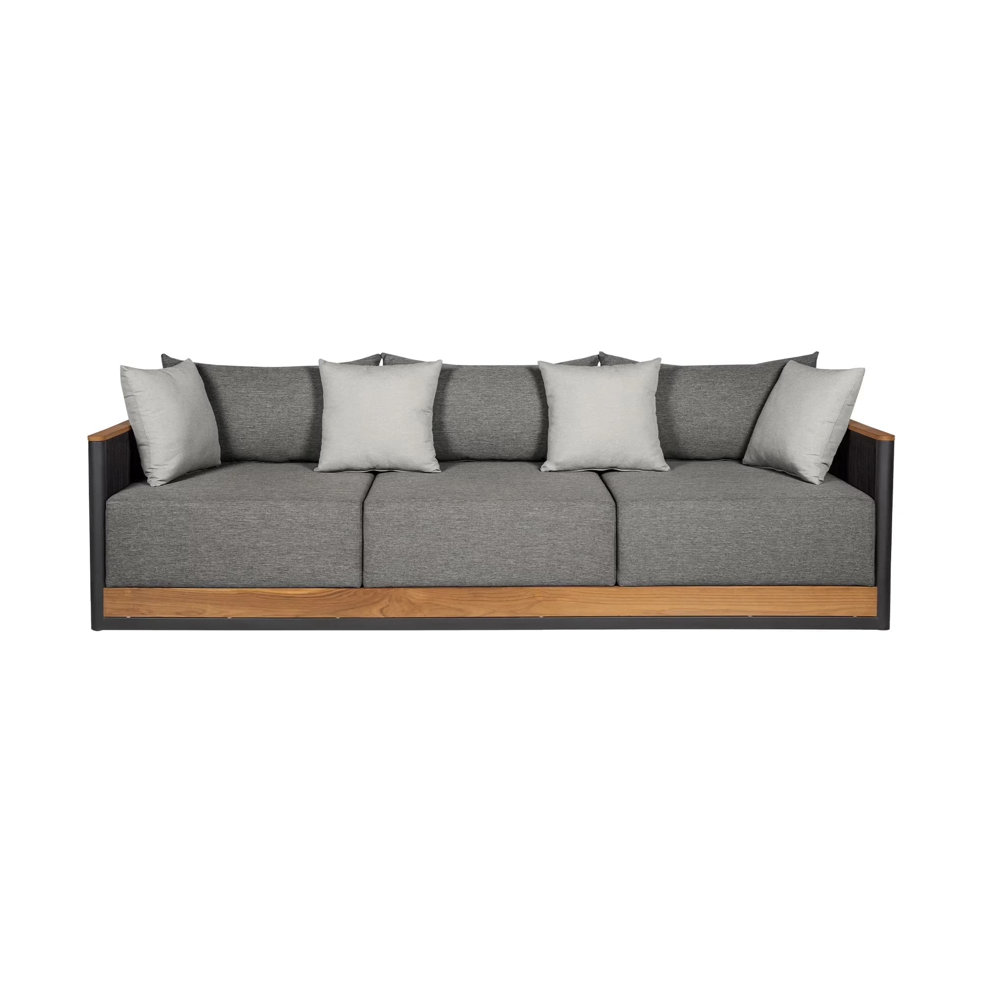 Outdoor Sofas Sectional Stylish with Water-Resistant, Weather-Resistant, Dark Gray Cushions - Gray Wood Model EFB885