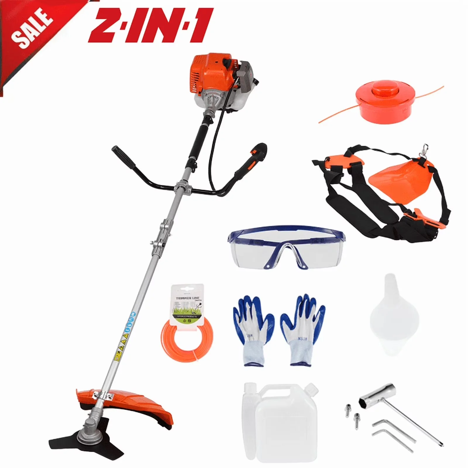 Compact String Trimmer with Edger Conversion Capable, Maximum Power/Speed: 2.2kw/8500rpm, Item Name: Lawn Mower - 2 In 1 (Orange) Model DAF5A3