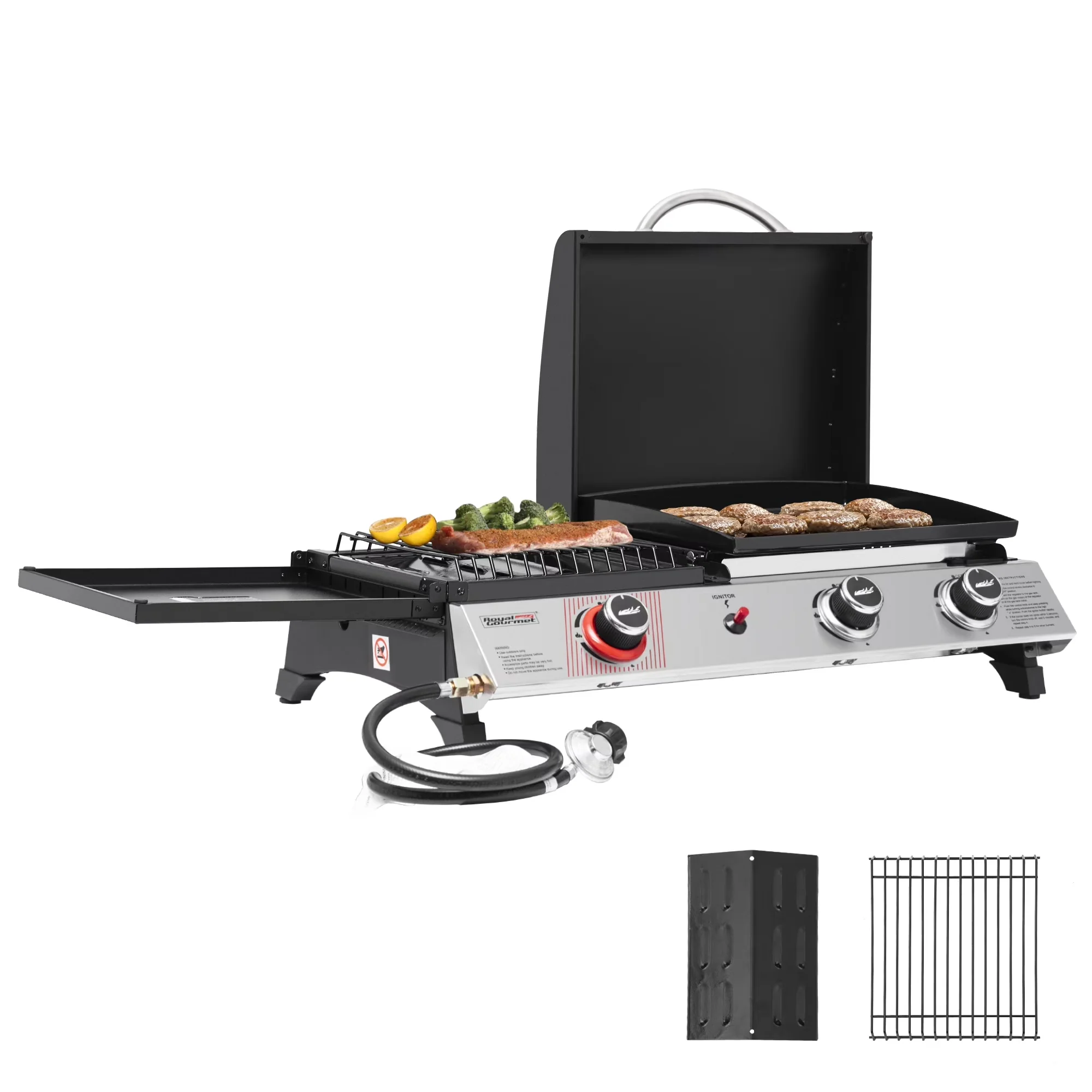 Flat Top Grill Versatile with Portable, Side Burner - Steel (Main Body) Model 0FFE68