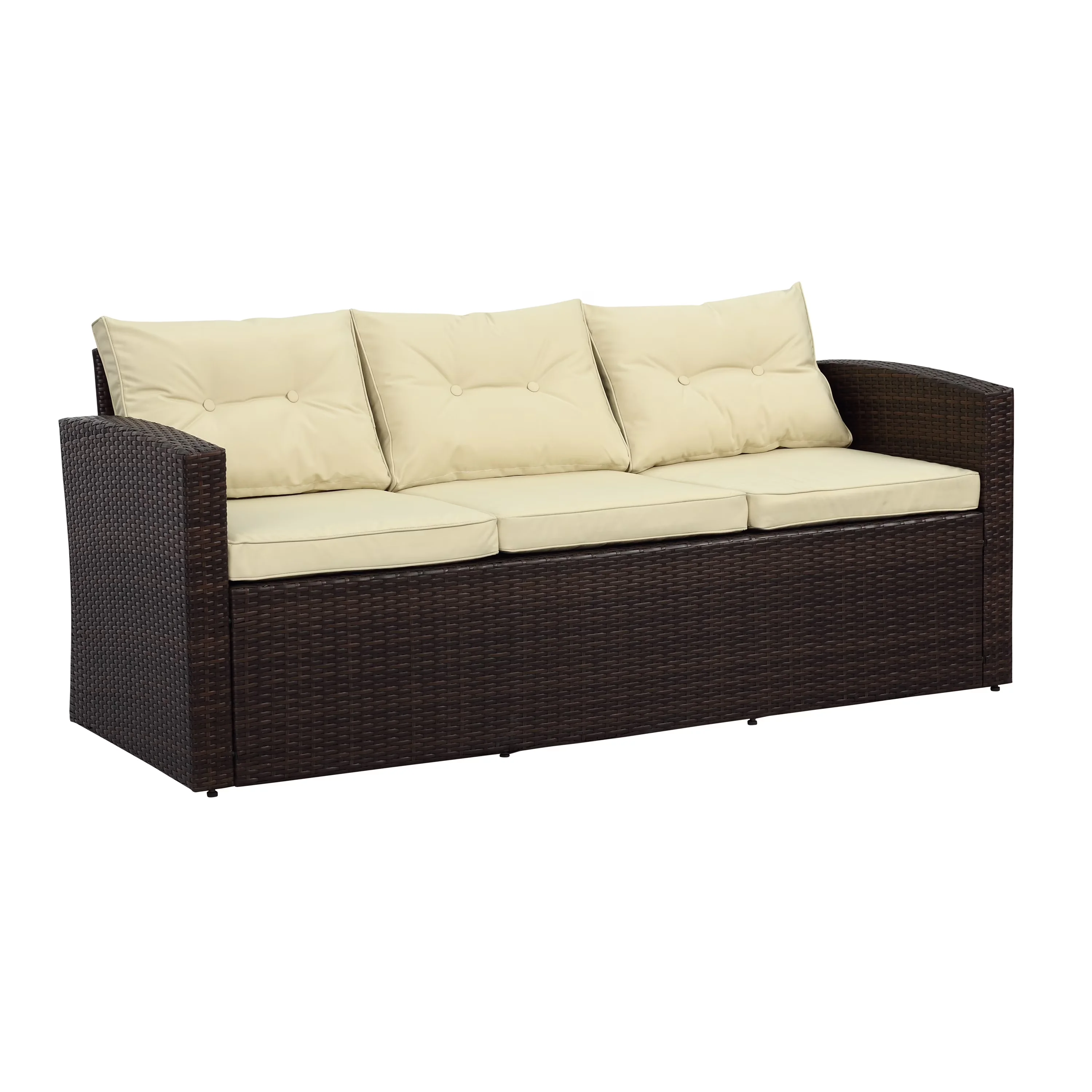 Modern Patio Conversation Set with Weatherproof, Incadozo 4 Piece All-Weather Wicker - Brown Resin Wicker Model D2C116