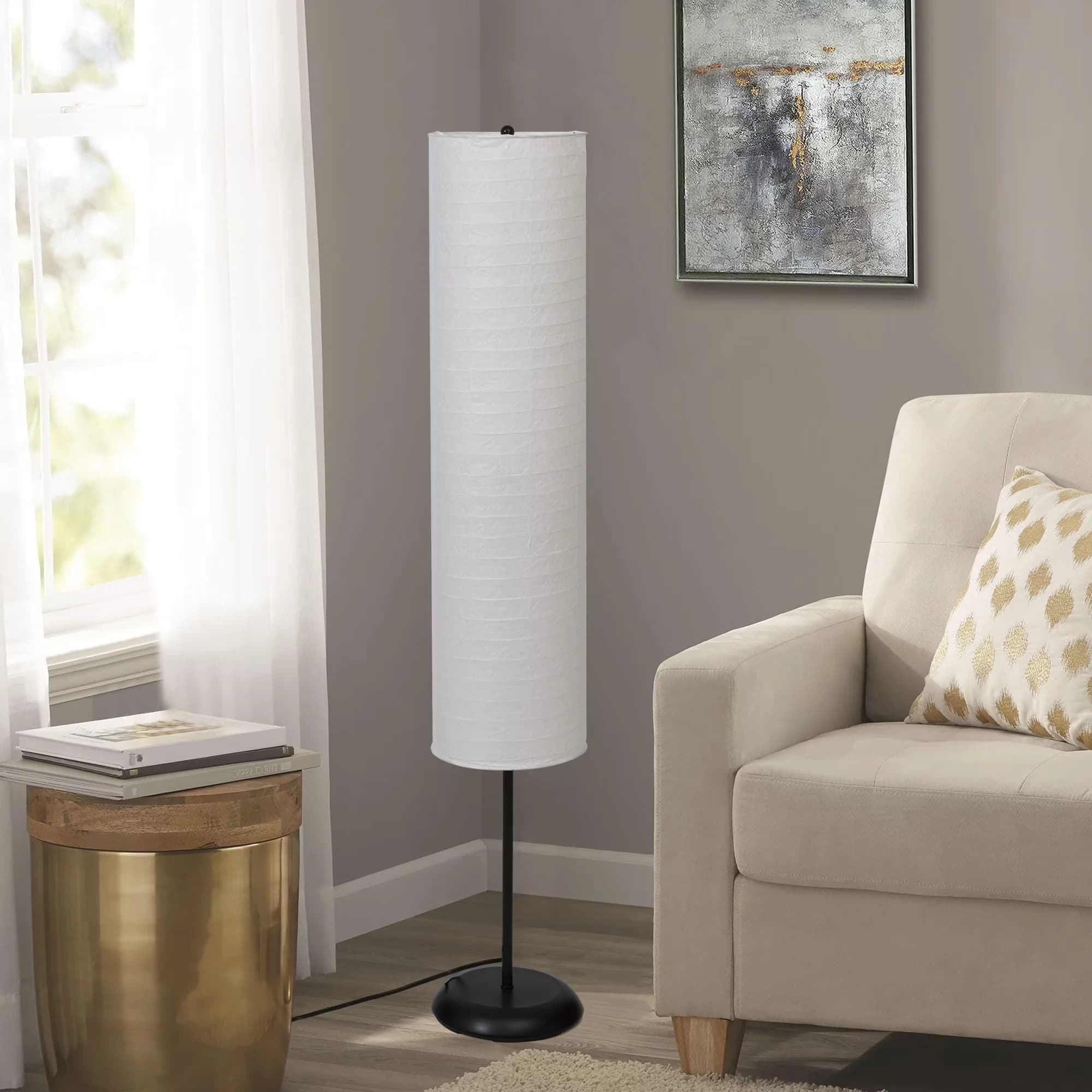 Floor Lamp Durable with LED, Bohemian, Bohemian Collapsible - Metal Black, White Model B49FF3