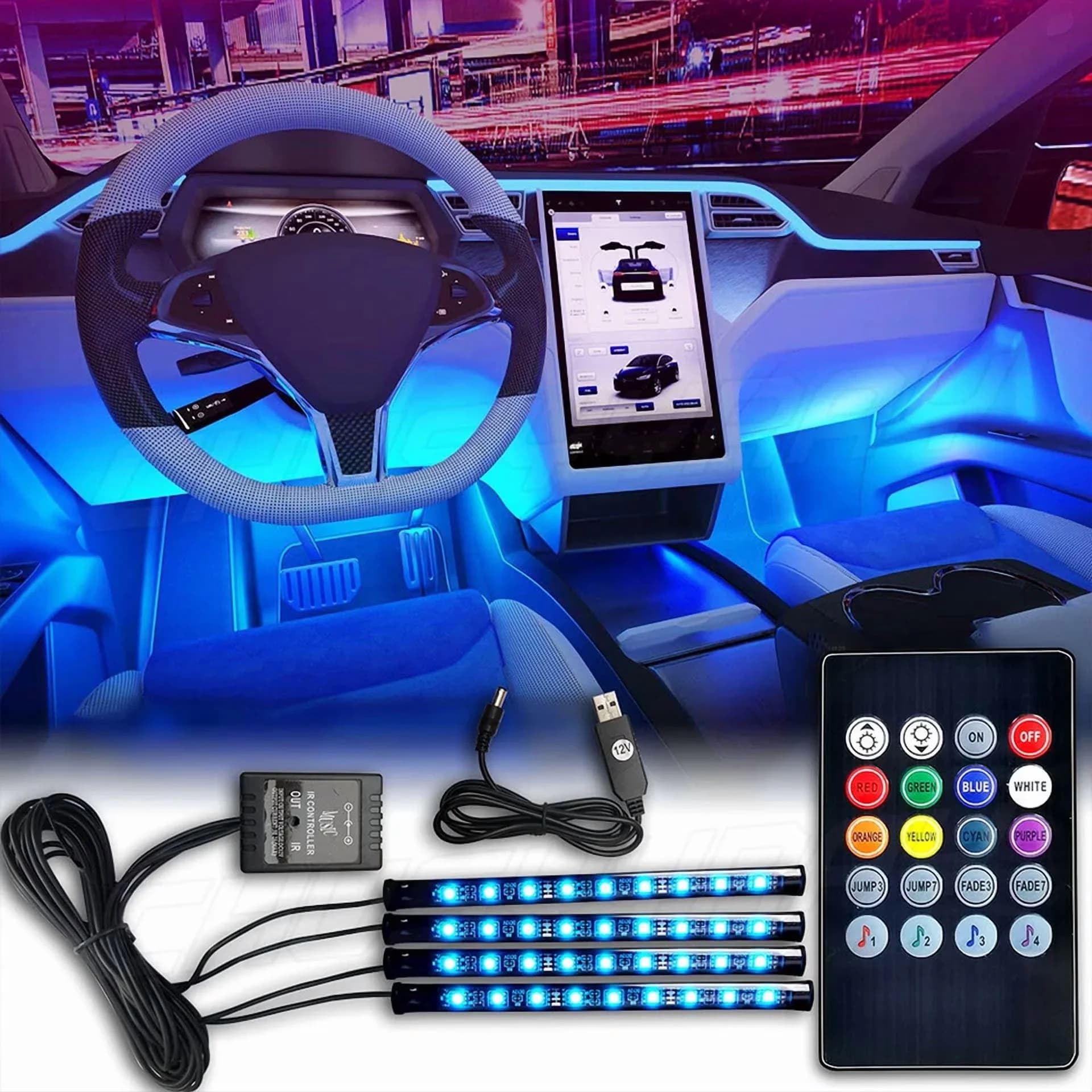 Modern Led Lighting with LED, Remote Controlled - Multicolor 4Pc - Low Maintenance Model 9851DA