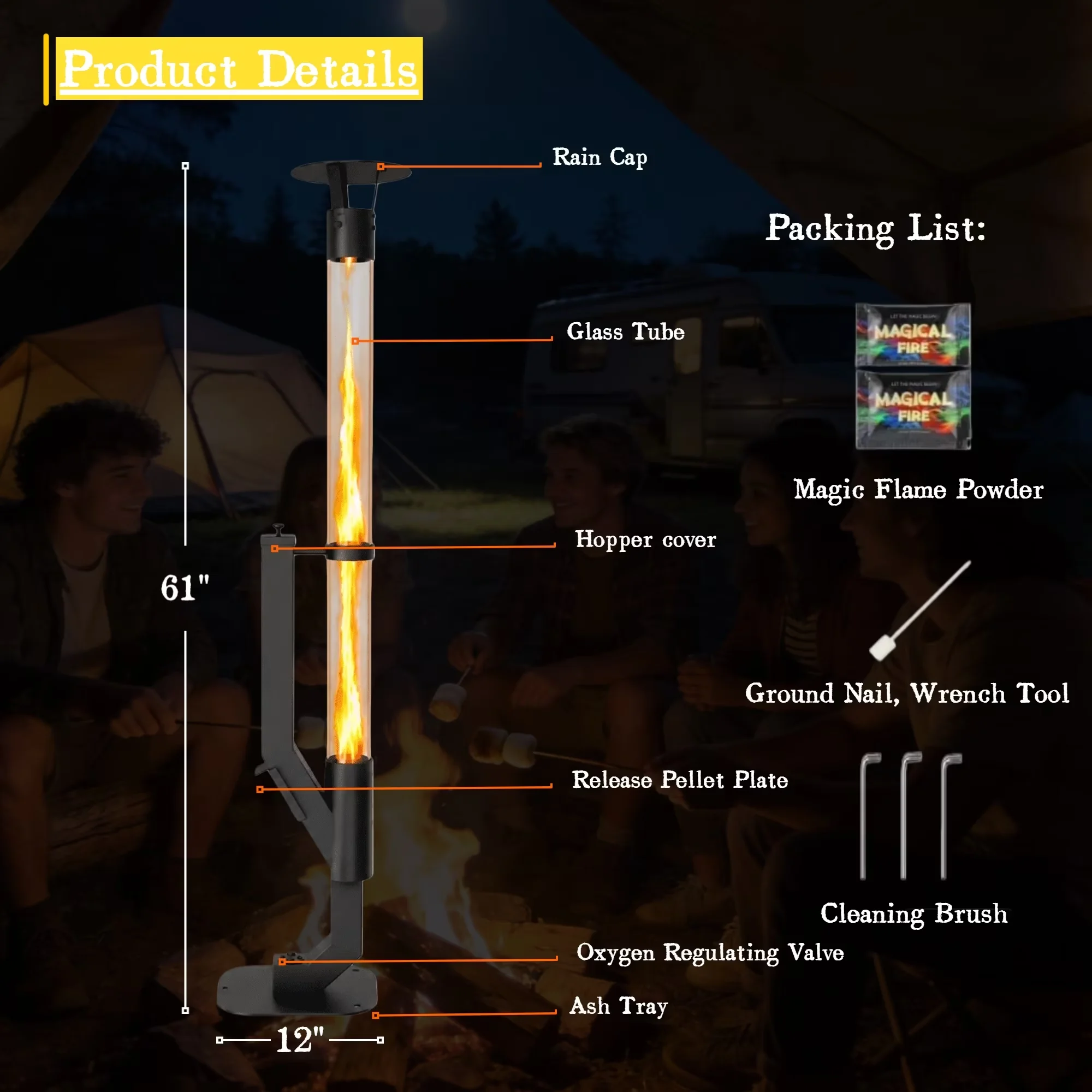 Outdoor Heating Innovative with Weatherproof, 61 Inch Smokeless Pellet Stove - Black Model 6CD63D