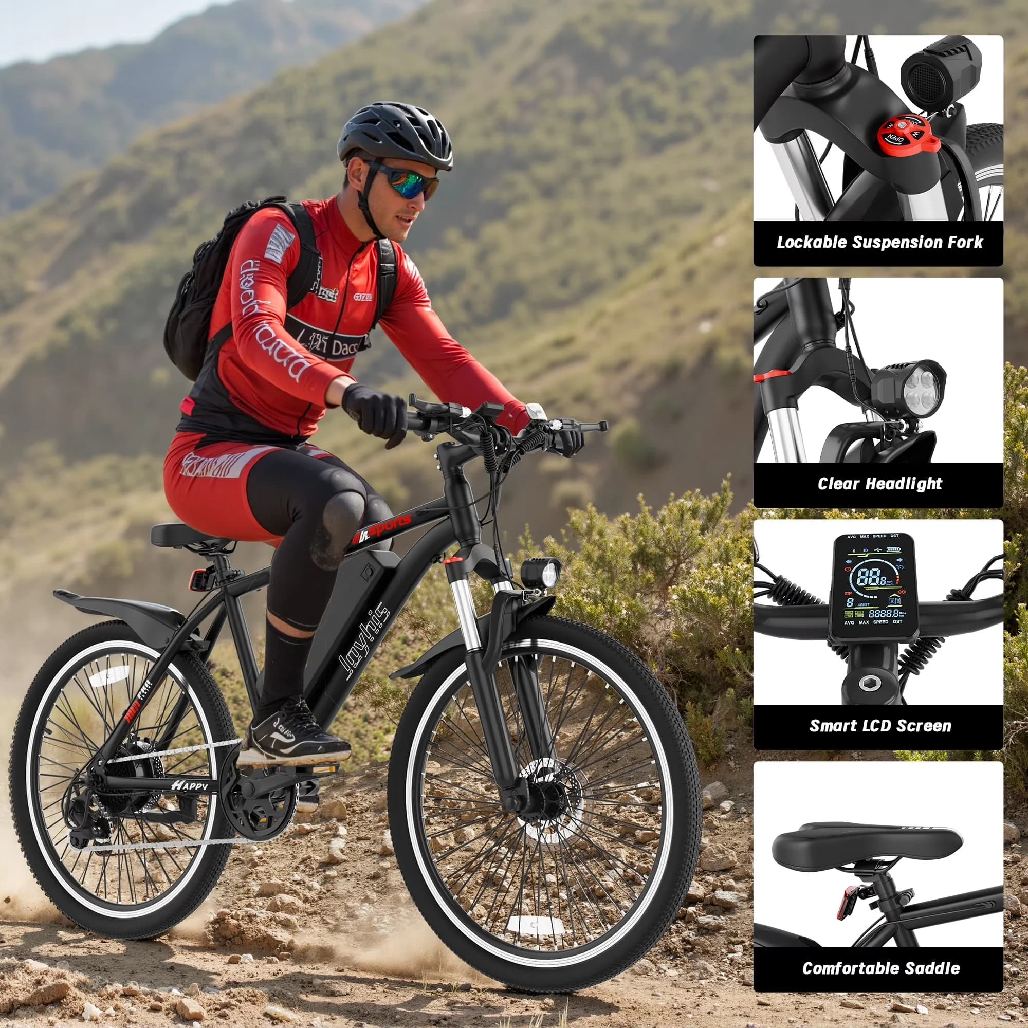 Electric Bike Essential with Battery, 350W, 48V - Black - Commercial Quality Model 2F9369