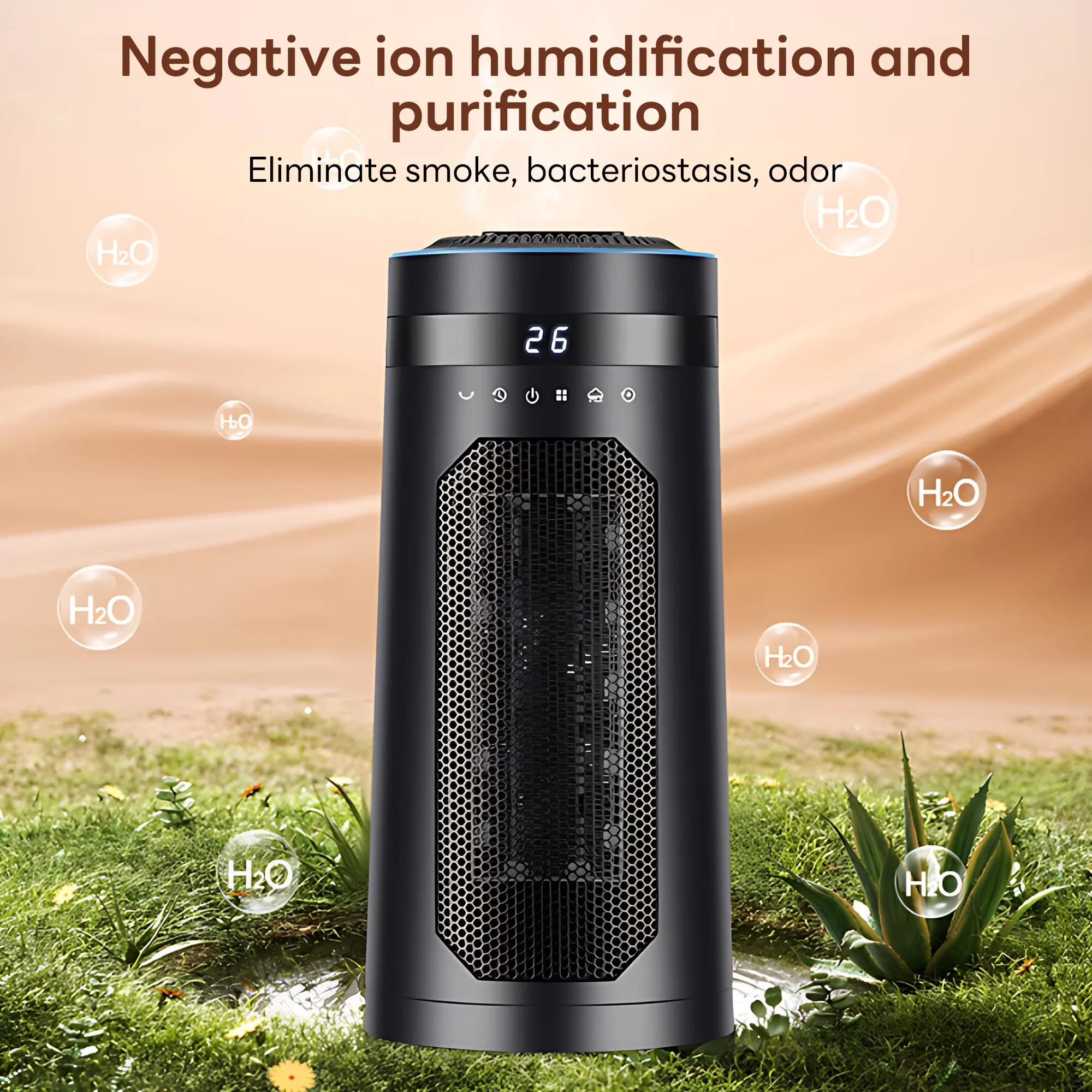 Premium Portable And Electric Space Heater with 2000W, Touchscreen, Automatic Shutoff - Black for Home, Office Model B38629