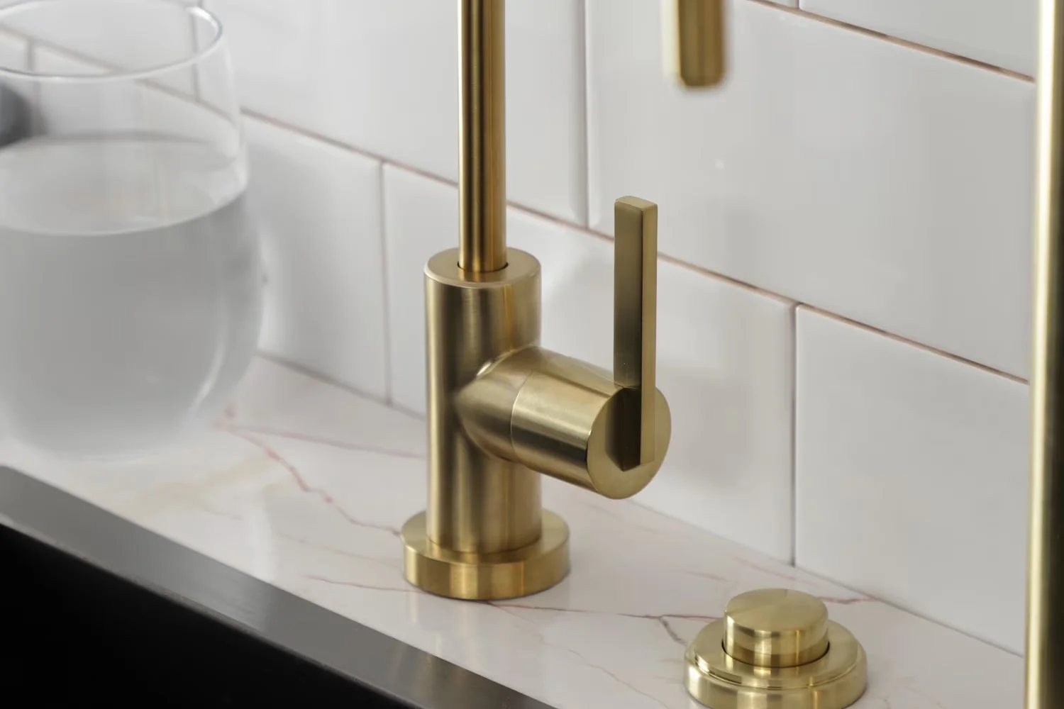 Kitchen Renovation Modern with Easy To Clean, Easy-to-clean, 5-7/8" spout reach - Brass Gold Model C490D2