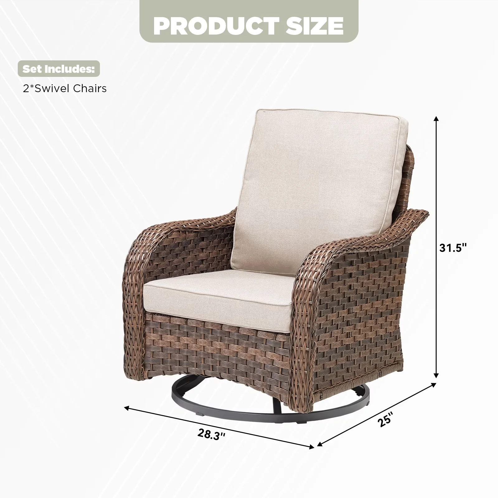 Quality Patio Conversation Set with Uv Resistant, Quick Dry - Brown Wicker Model C5A675
