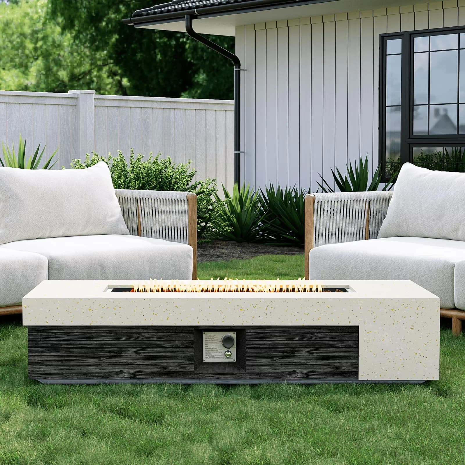 Outdoor Heating Professional with Adjustable Flame, Smokeless - Lightweight Concrete White Model DC091A