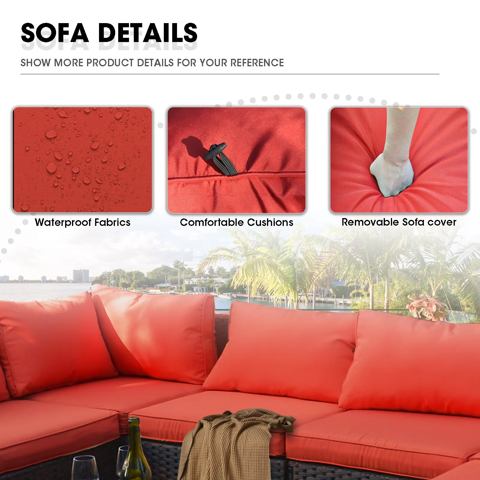 Sleek Patio Conversation Set with 55000 BTU, Weatherproof, Outdoor Garden 12 Piece Furniture - Red Steel Tube;Polyester;Pe Wicker;Sponge Model 47DF18