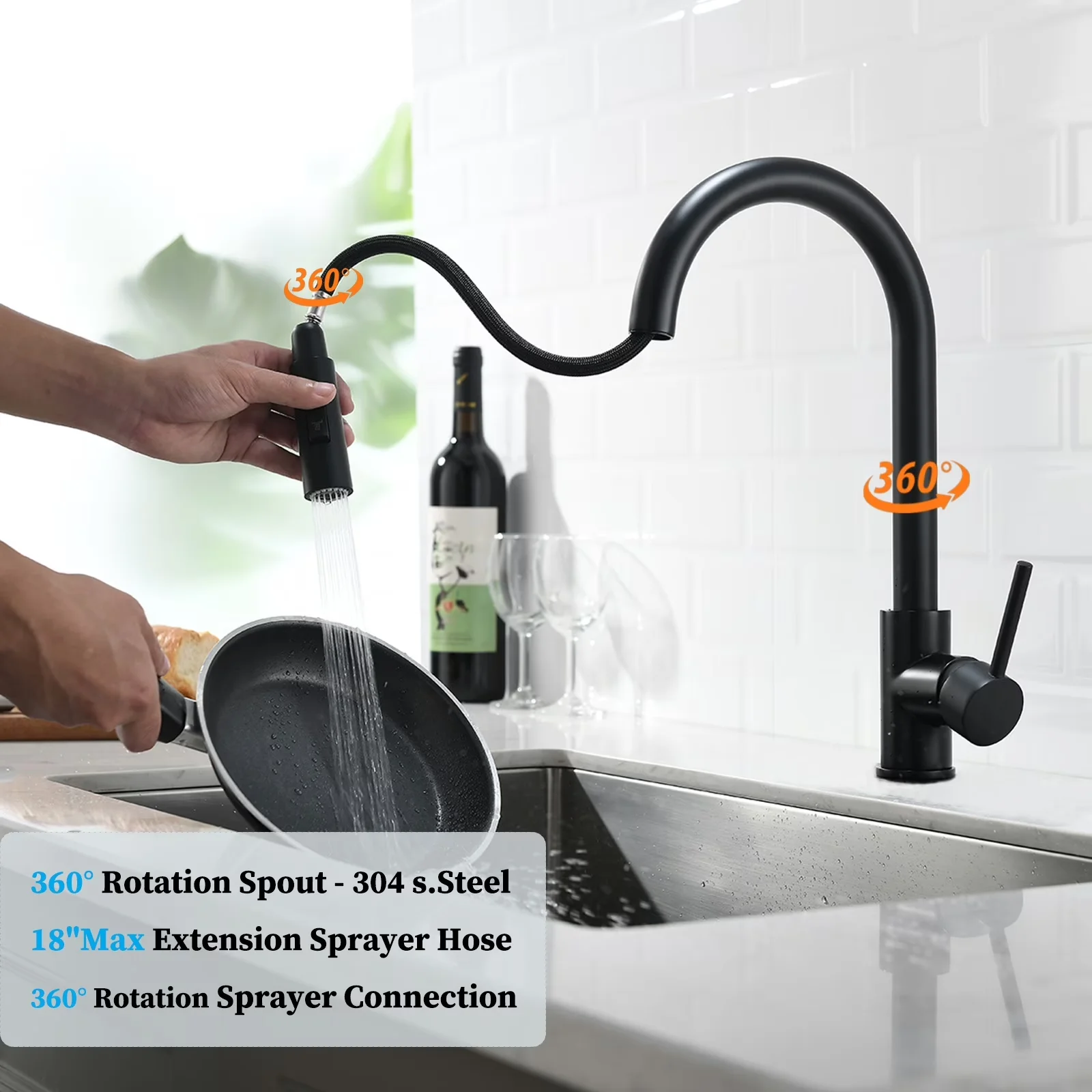 Kitchen Renovation Efficient with Easy Installation, Without Deck Plate, Fit - Stainless Steel Matte Black for Kitchen Model BABC1D