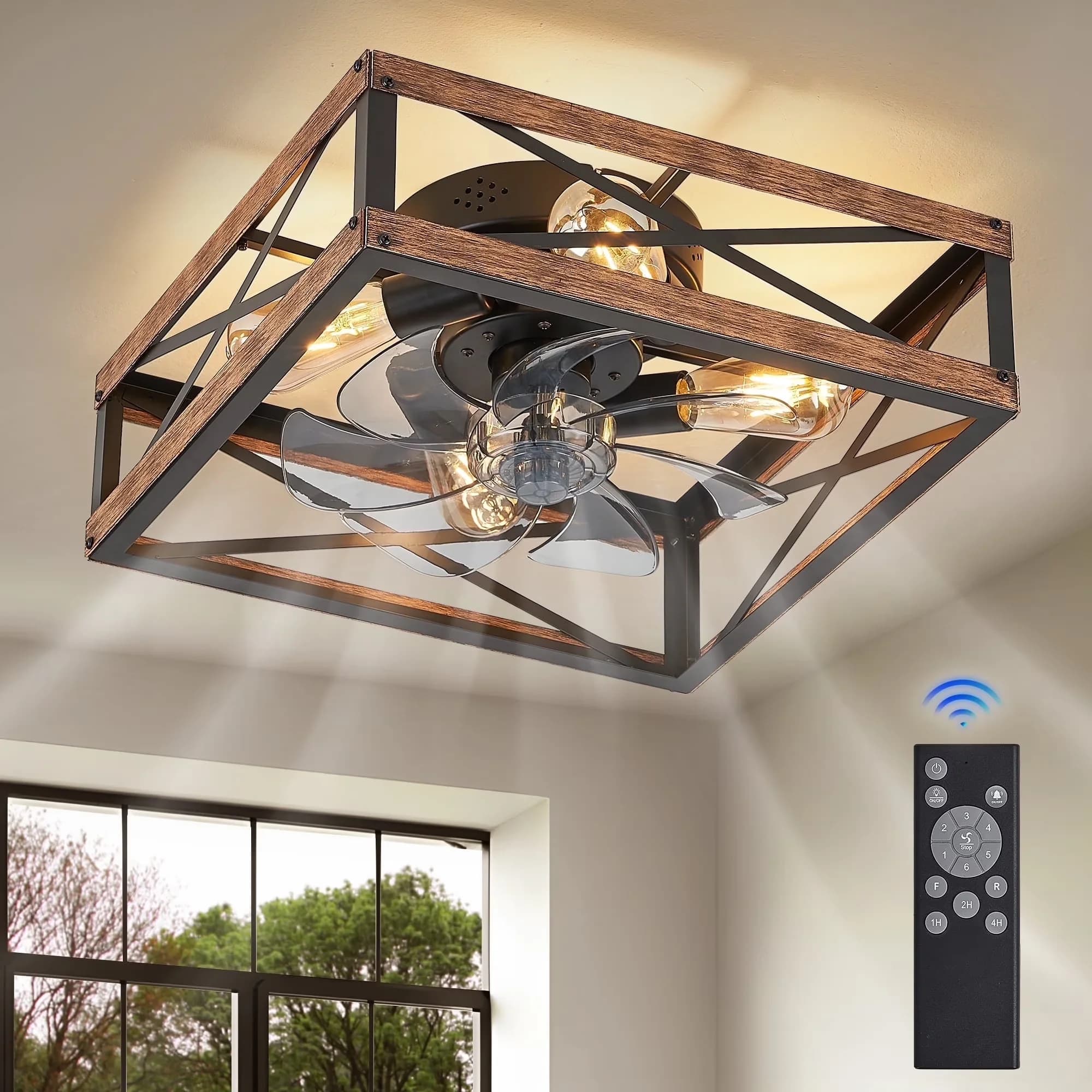 Ceiling Fan Classic with LED, Reversible Blades, Color Changing - Gray for Indoor Model CC94C1