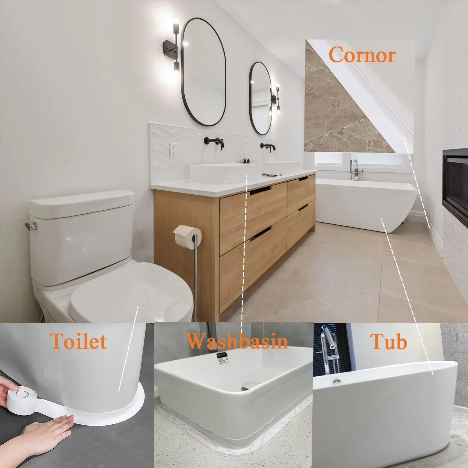 Building Material Classic with Waterproof, Disen 10.5 ft White Kitchen & Bath Caulk - White Model 5EB9EA