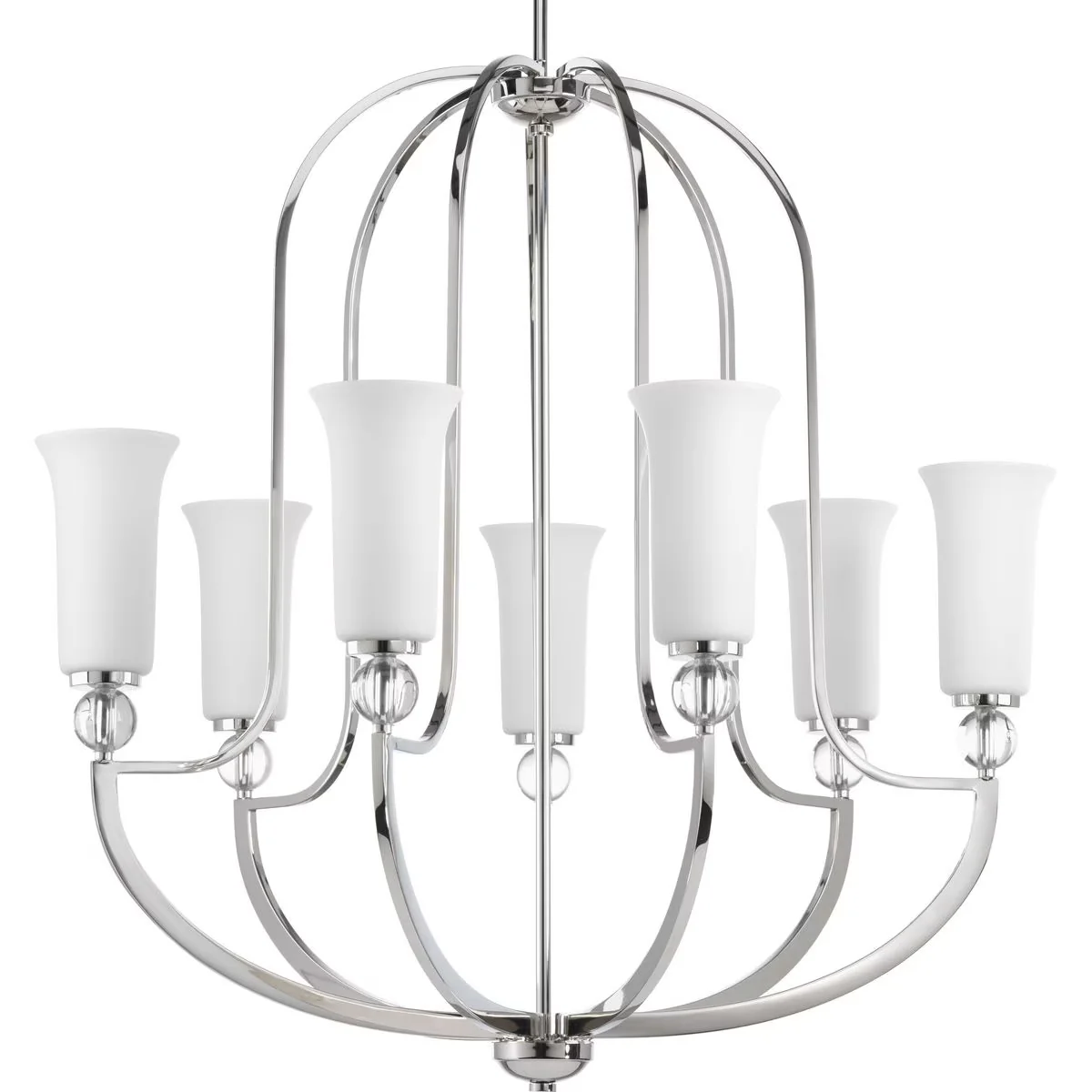 Efficient Ceiling Lights Fixture with Incandescent, Glam, Tall, trumpeted opal glass. - Porcelain/Steel Model 89E2B2