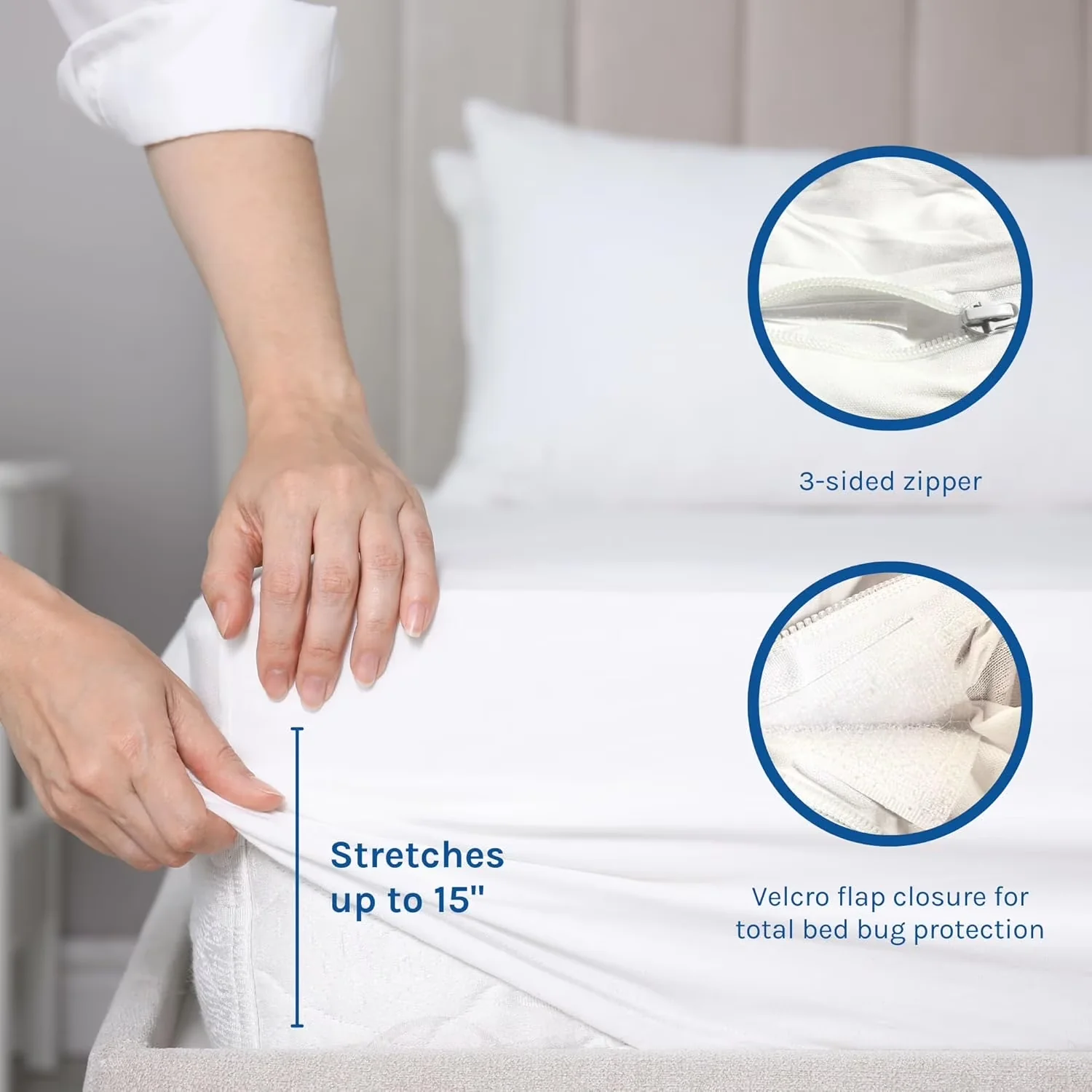 Versatile Moving with Bed Bug Resistant, Breathable - Polyester, 3-Sided Zipper, Velcro Flap Model DCD5C7