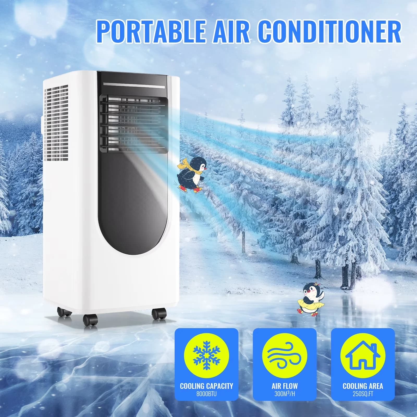 Air Conditioner Versatile with 8000 BTU, Timer, Portable - 8000BTU - Modern Design Model 434448