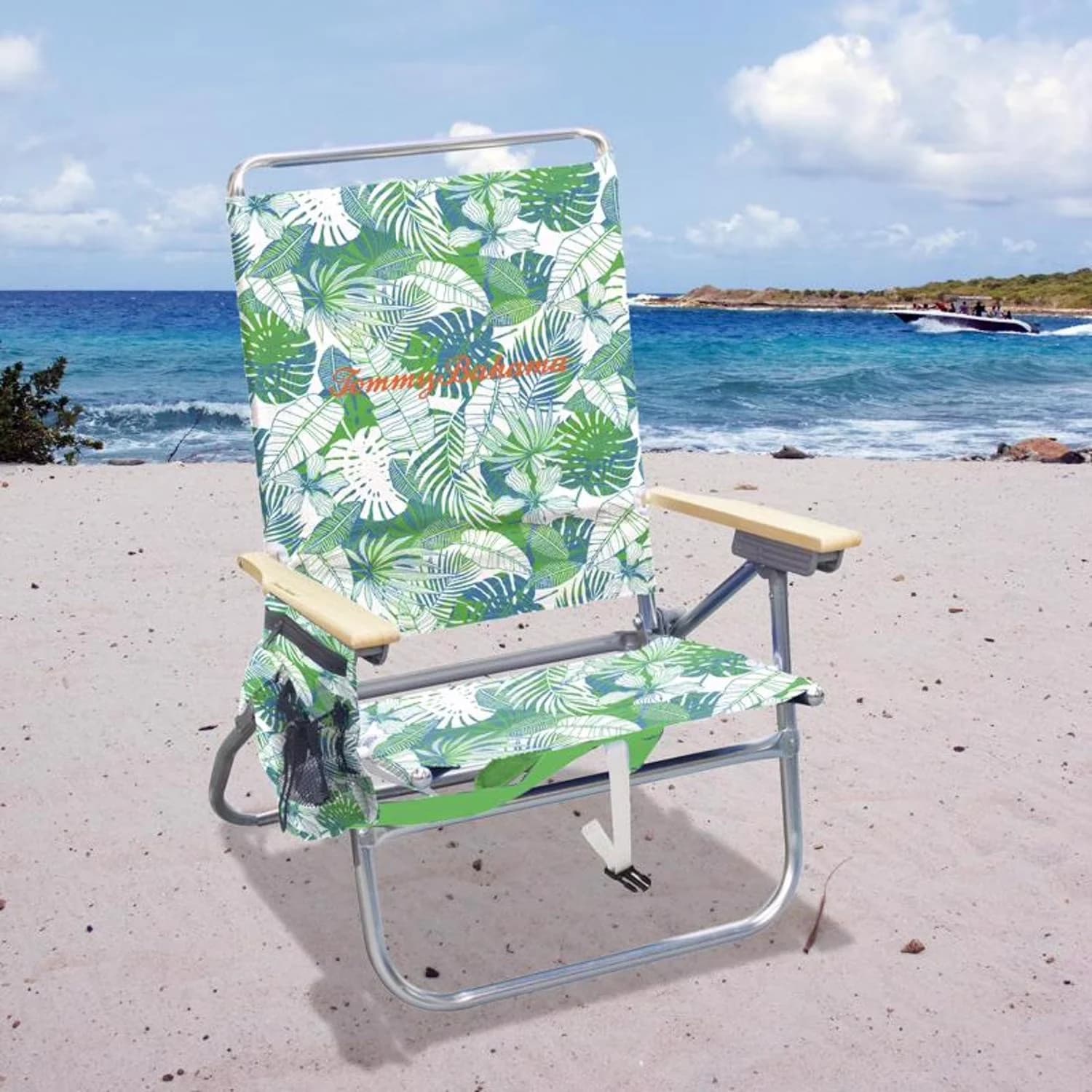 Durable Beach Chair with Folding, Rust Resistant, 4-Position Multicolored Backpack - Green Model A59246