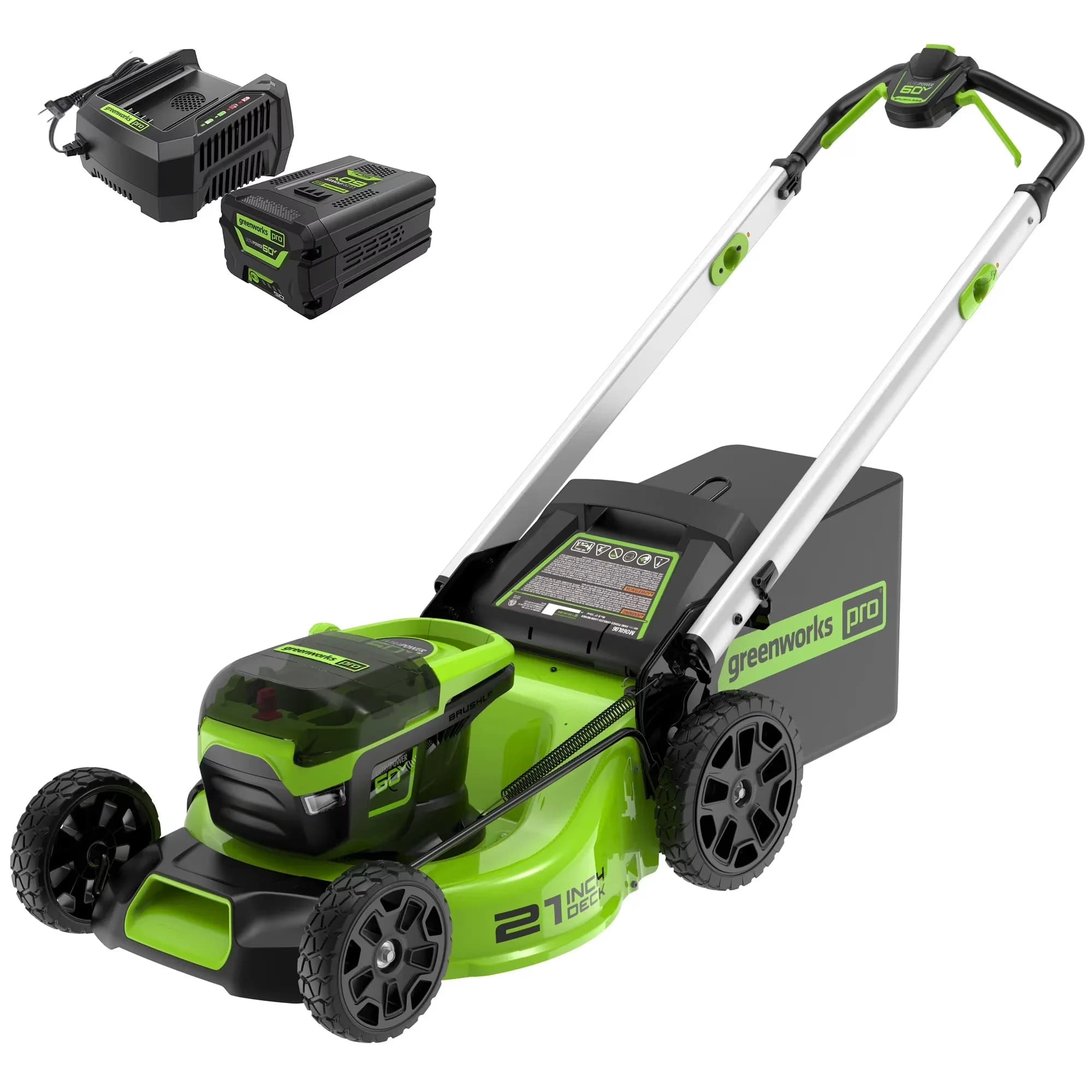 Innovative Push Mower with Battery, 60V, Battery Level Indicator - Rustic Charm Model 400510