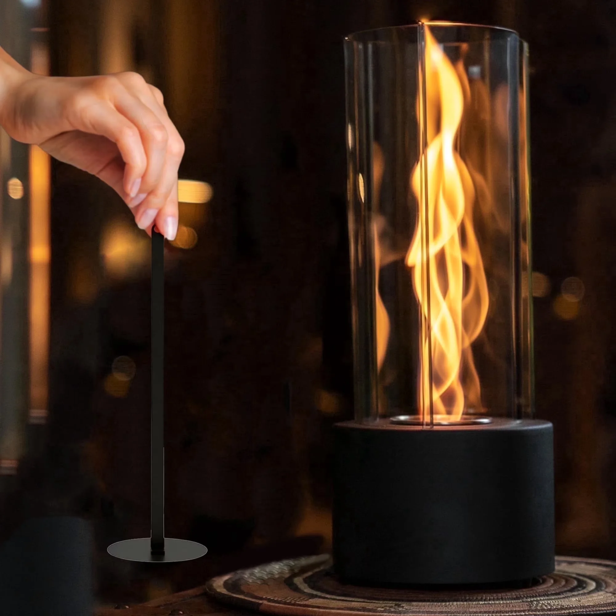 Professional Outdoor Heating with Smokeless, Portable - Metal,Glass Large Tornado Black for Home Model CF26D7