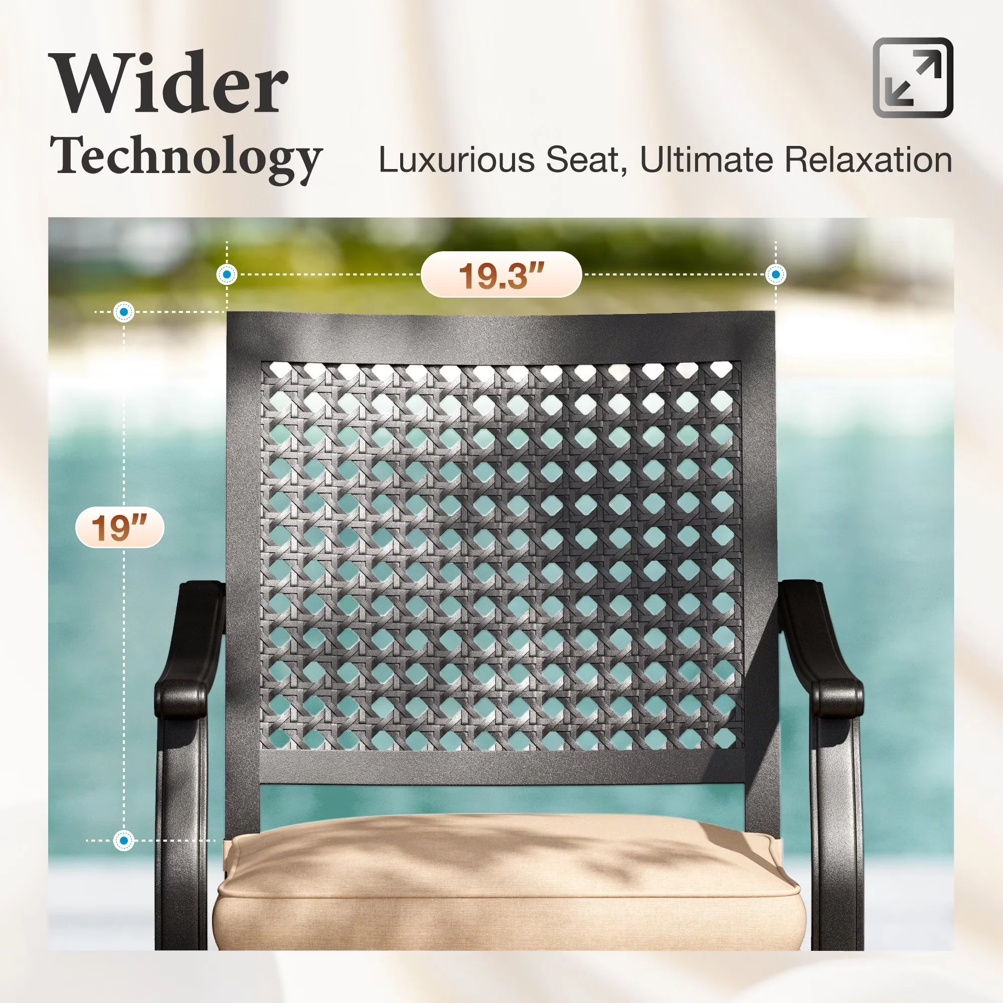 Patio Dining Set Sleek with Weatherproof, Cushions & Rectangle Table - Brown Metal Model 585006