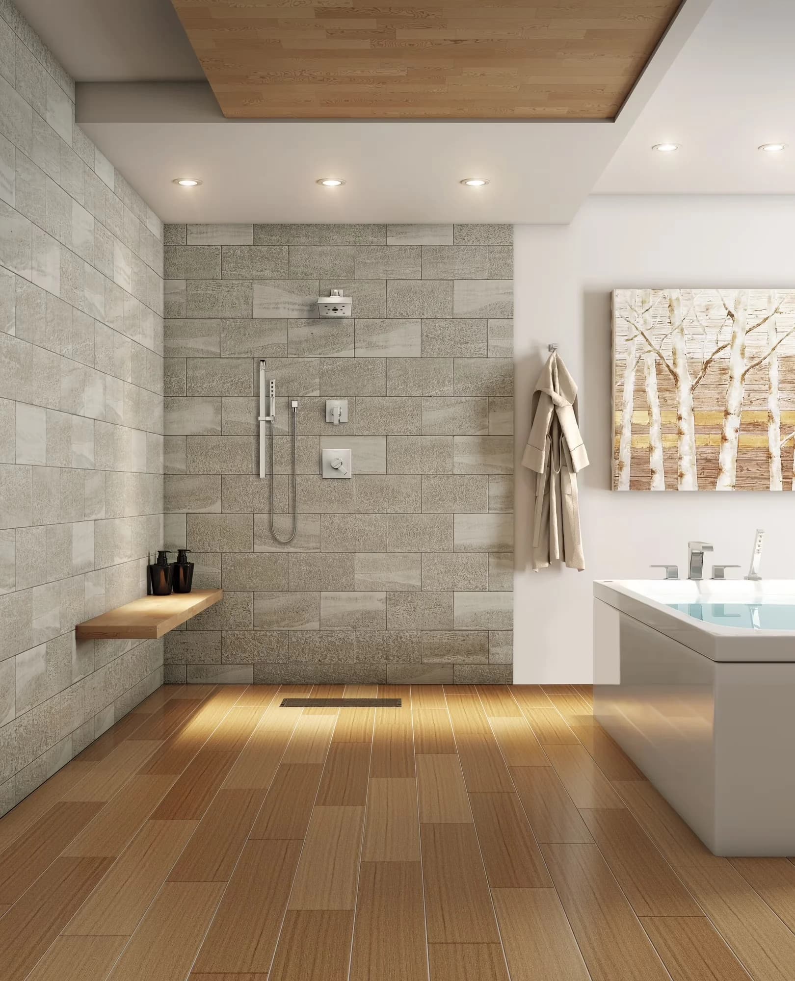 Stylish Shower Head with Pressure Balance, Spray settings include: H2OKinetic spray - Silver Brass Model ADA0CC
