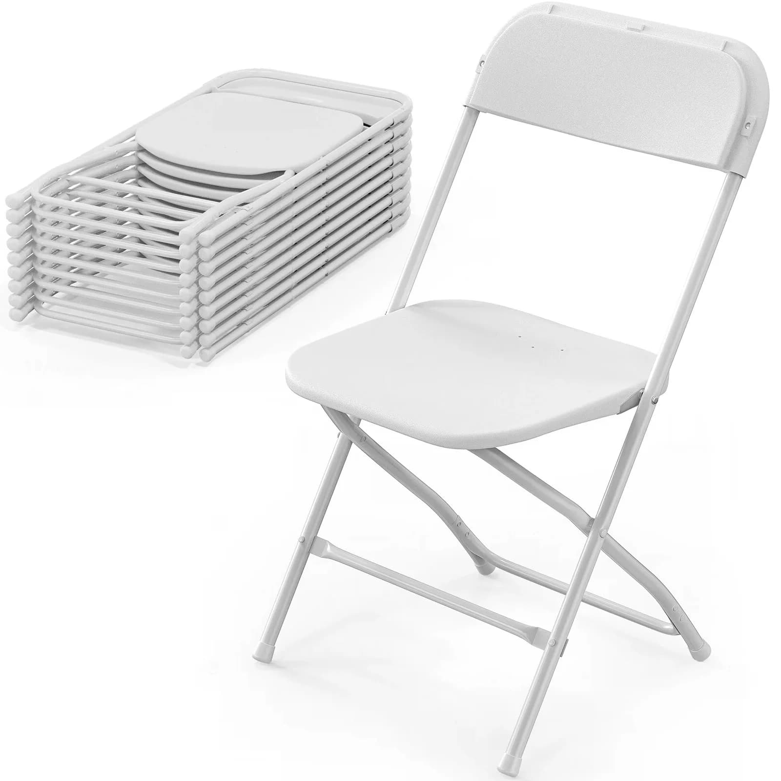 Quality Patio Chair with Waterproof, 10 Pack White Plastic Folding - White Model C17BCF