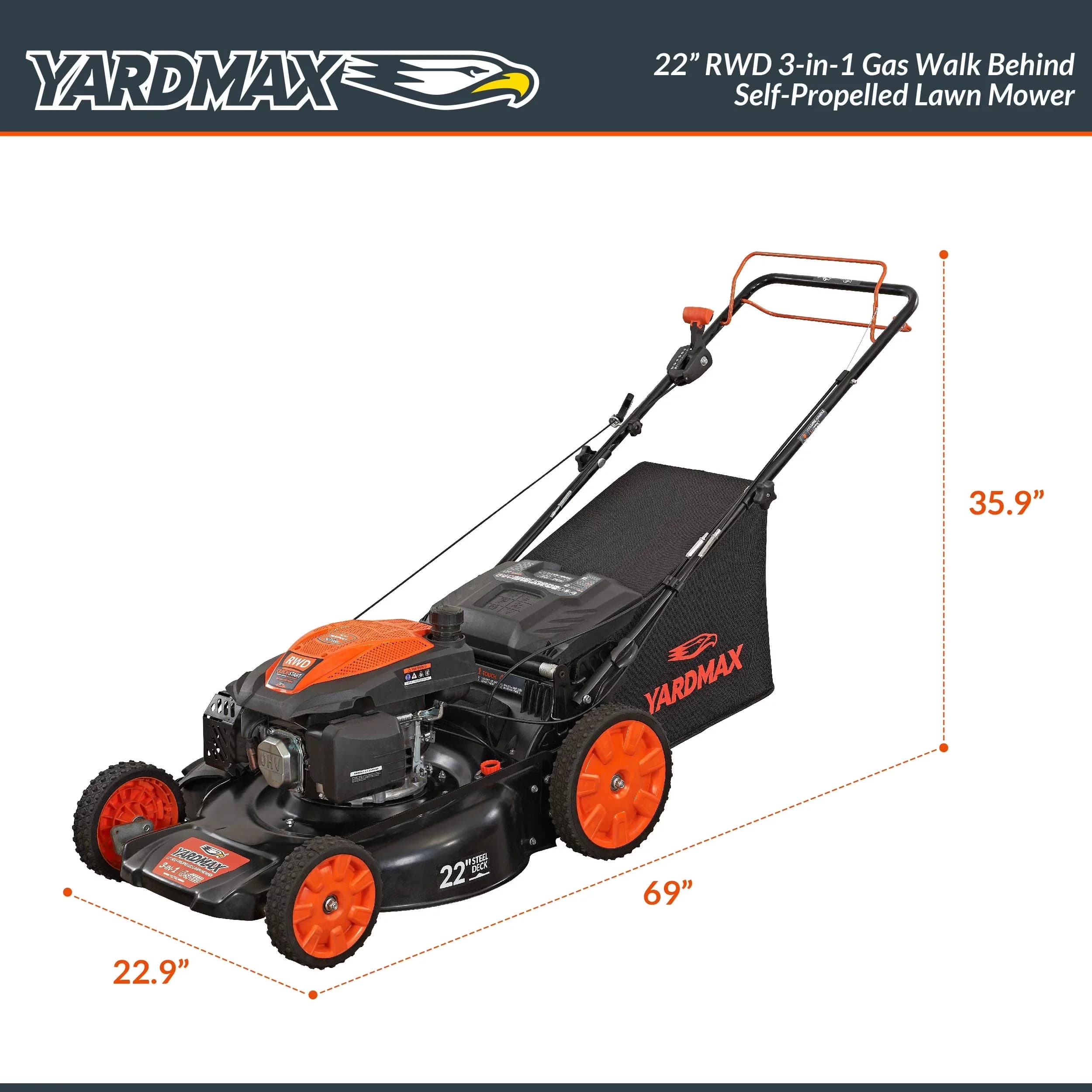 Classic Push Mower with Deck Cleanout - 22 in for Everyday Use Model 8B86DF