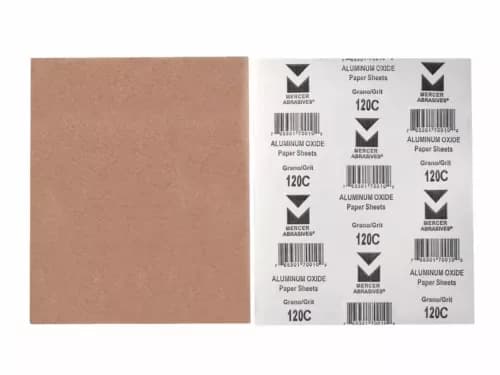 Versatile Paint Tools Supplies - Paint Brushes Rollers Tray with Mercer Abrasives Coated Abrasive Paper, 120C Grit Model 28663E