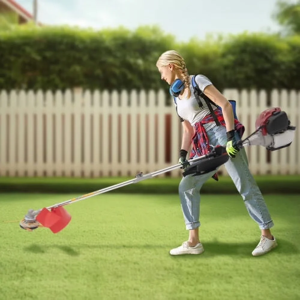 Sleek String Trimmer with 22&2.7oz Fuel Tank - Red 88CC - Space-Saving Design Model 751C68