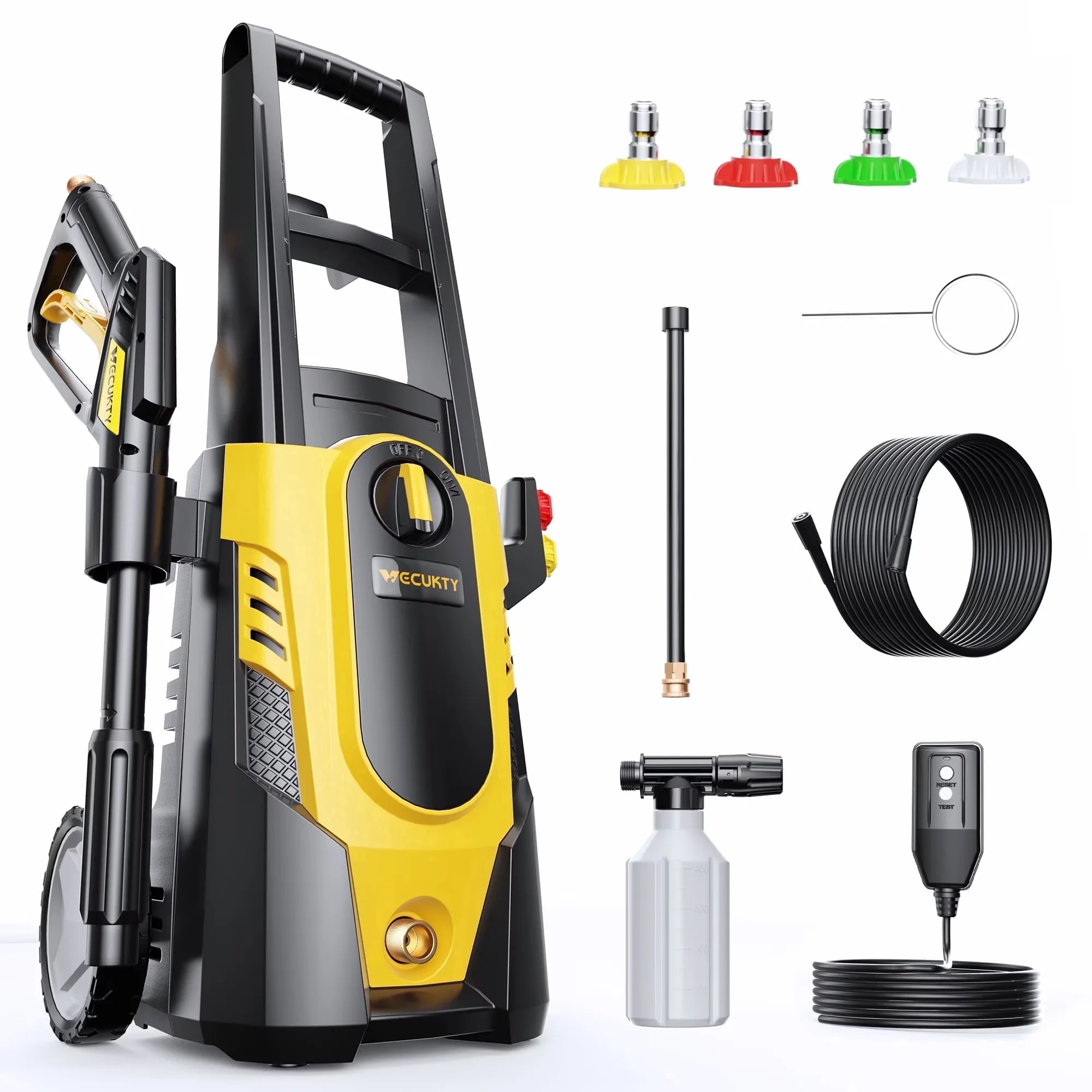 Durable Pressure Washer with Quick Connect Tips, 20FT Hose, 4 Quick Nozzles - Model AD19BF